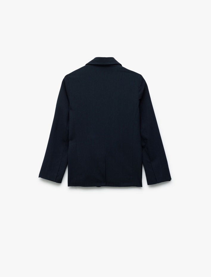 Kız Çocuk Viskon Karışımlı Kruvaze Yaka Uzun Kollu Basic Okul Ceketi