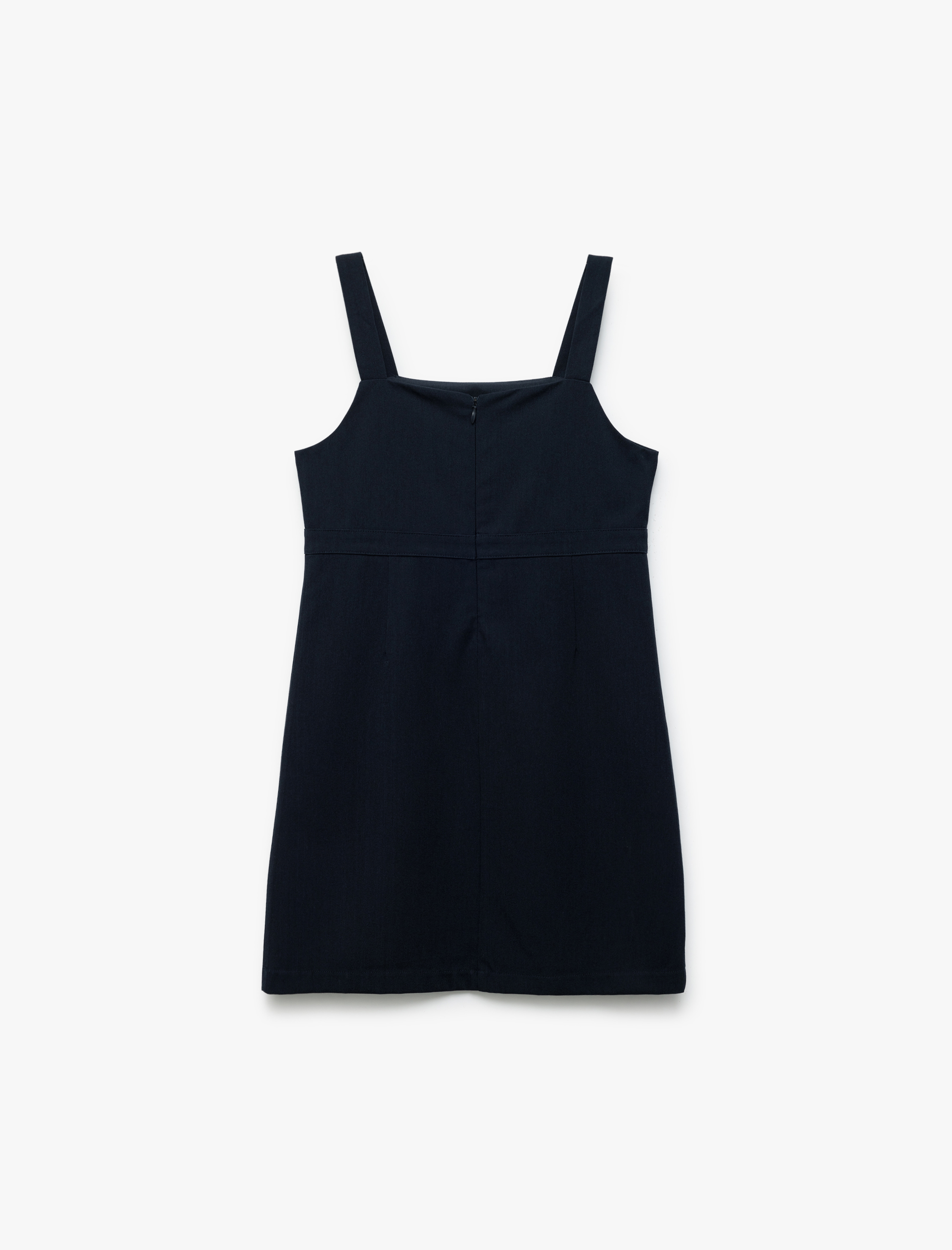 Kız Çocuk Kare Yaka Viskon Karışımlı Askılı Basic Jile Okul Elbisesi