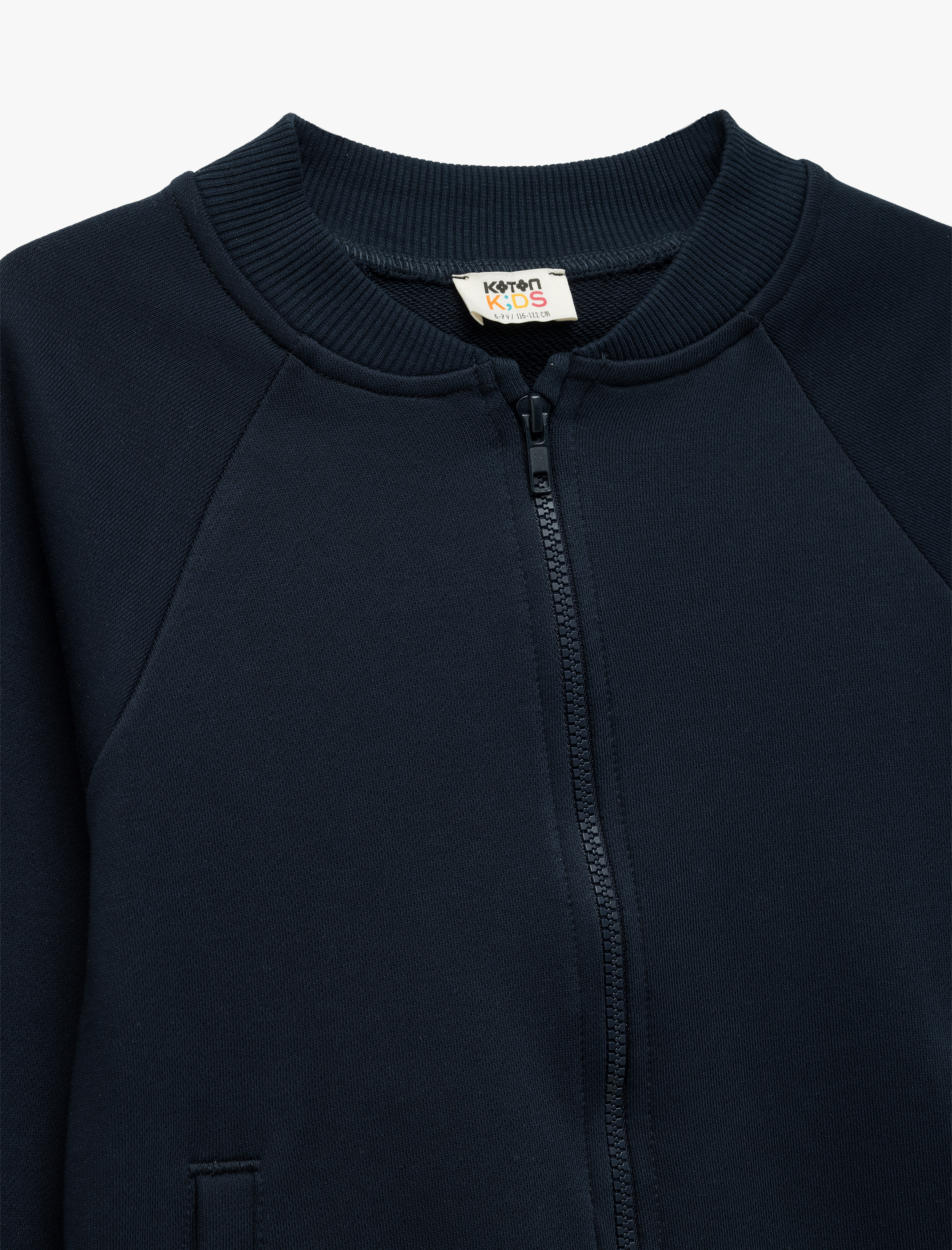 Erkek Çocuk Uzun Kollu Bisiklet Yaka Cepli Basic Fermuarlı Okul Sweatshirt