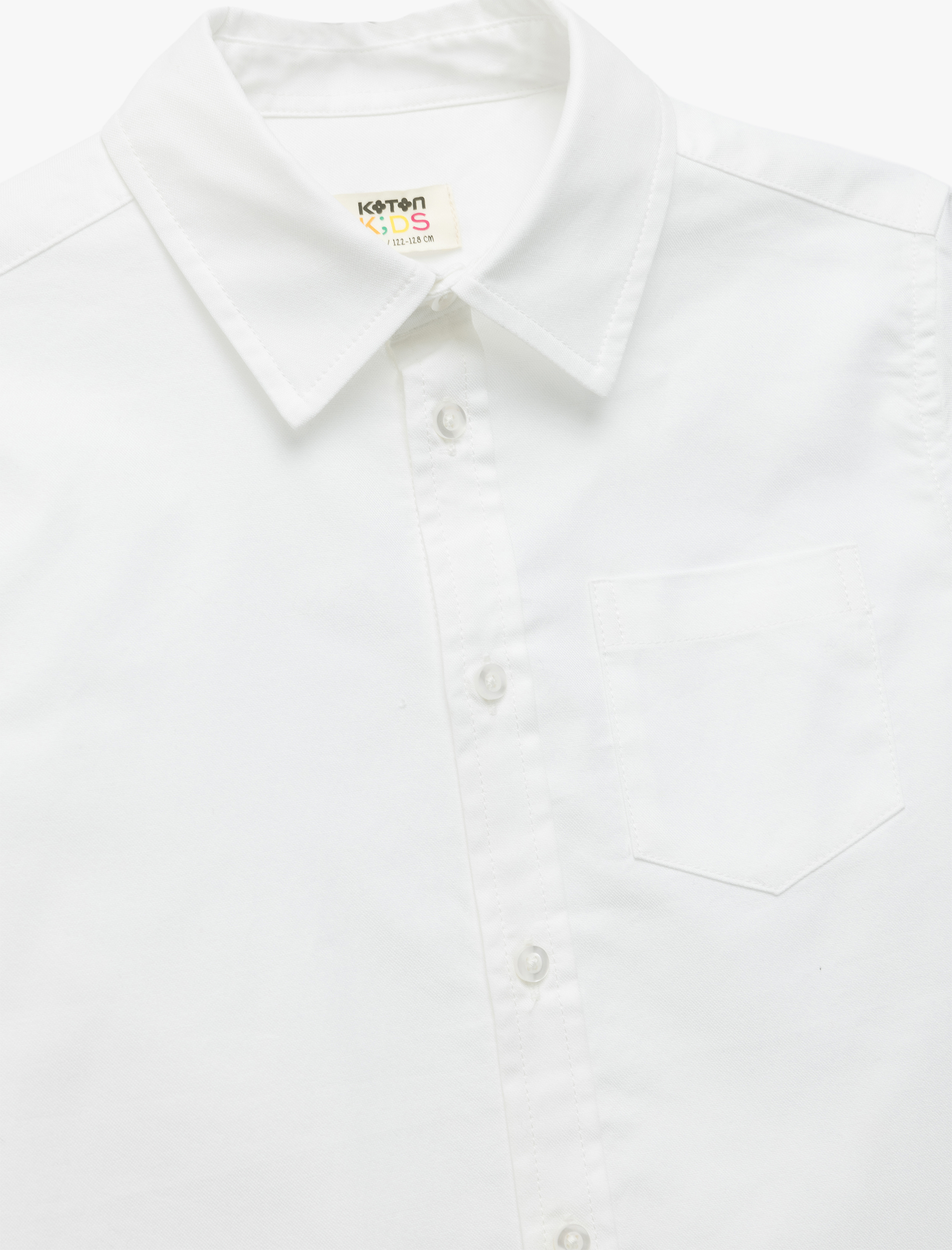 Erkek Çocuk Pamuklu Uzun Kollu Klasik Yaka Tek Cepli Basic Gömlek