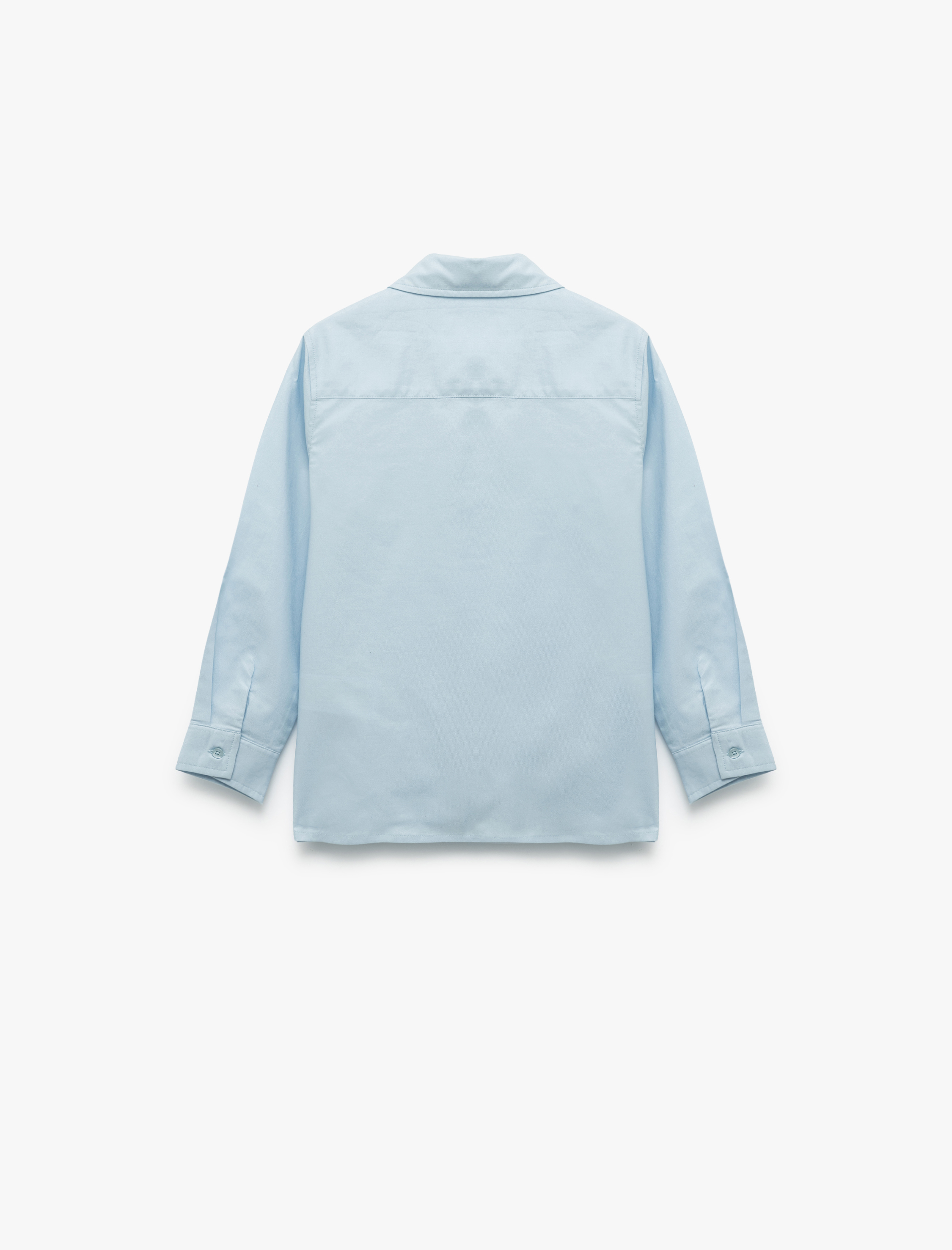  Erkek Çocuk Pamuklu Uzun Kollu Klasik Yaka Tek Cepli Basic Gömlek