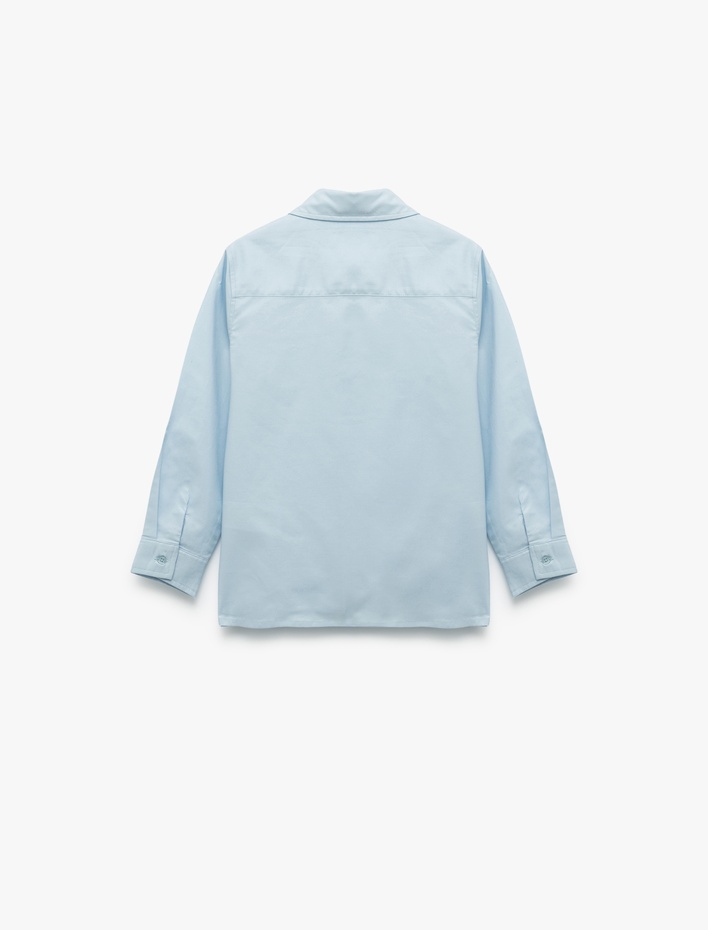 Erkek Çocuk Pamuklu Uzun Kollu Klasik Yaka Tek Cepli Basic Okul Gömleği