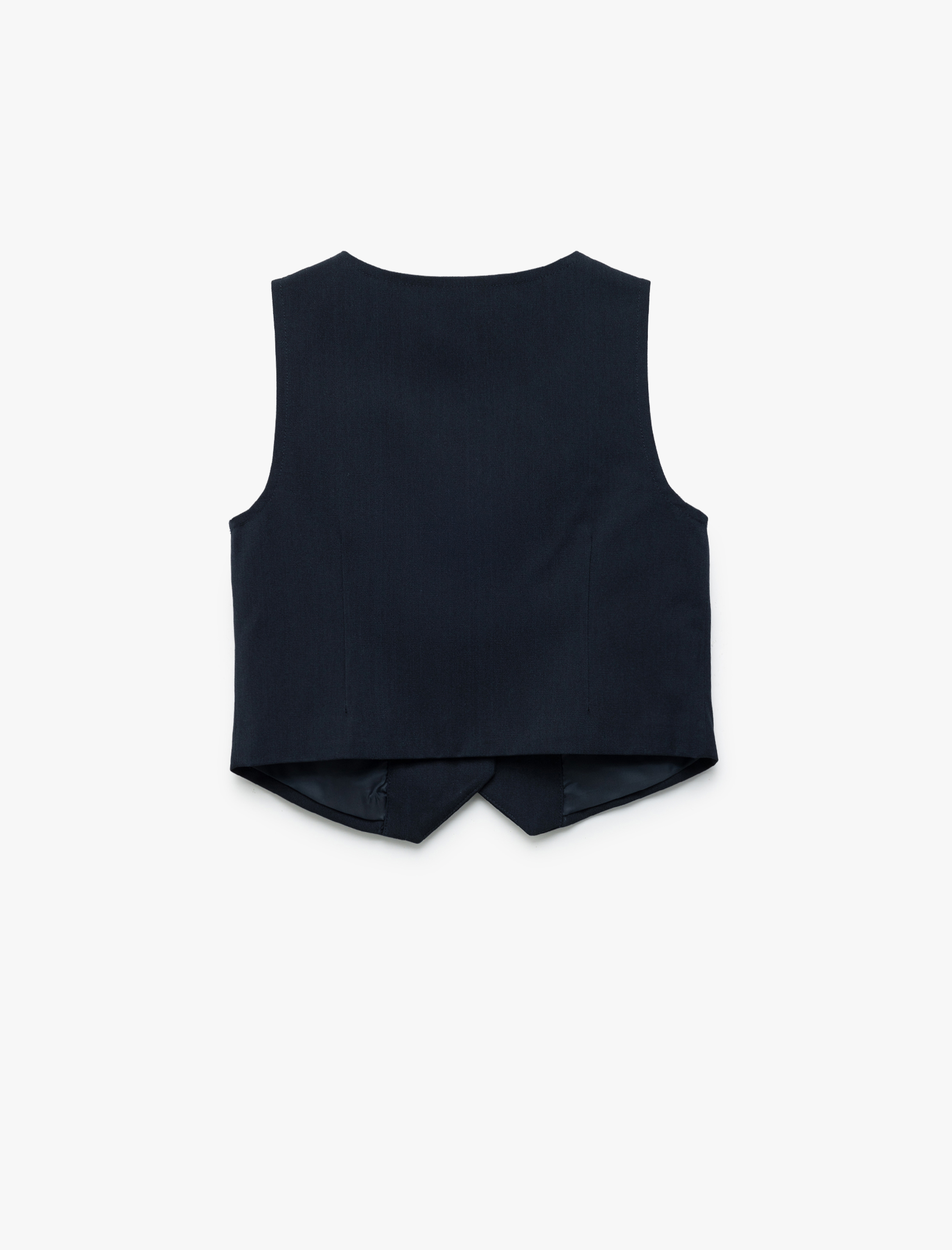  Kız Çocuk V Yaka Kolsuz Viskon Karışımlı Düğmeli Basic Okul Yeleği