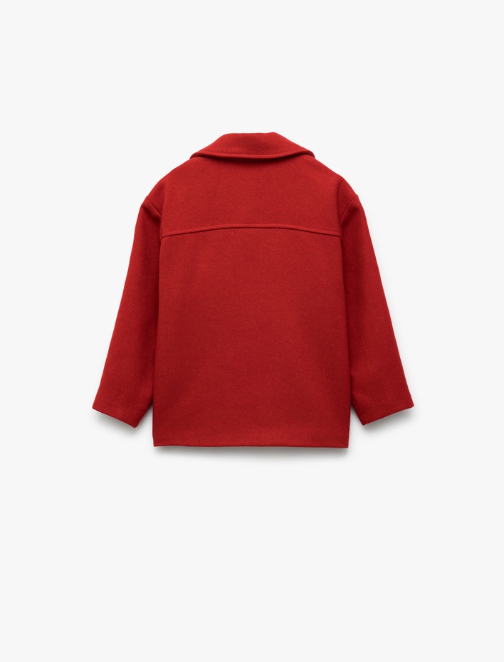 Kız Çocuk Kruvaze Yaka Düğmeli Uzun Kollu Ceket