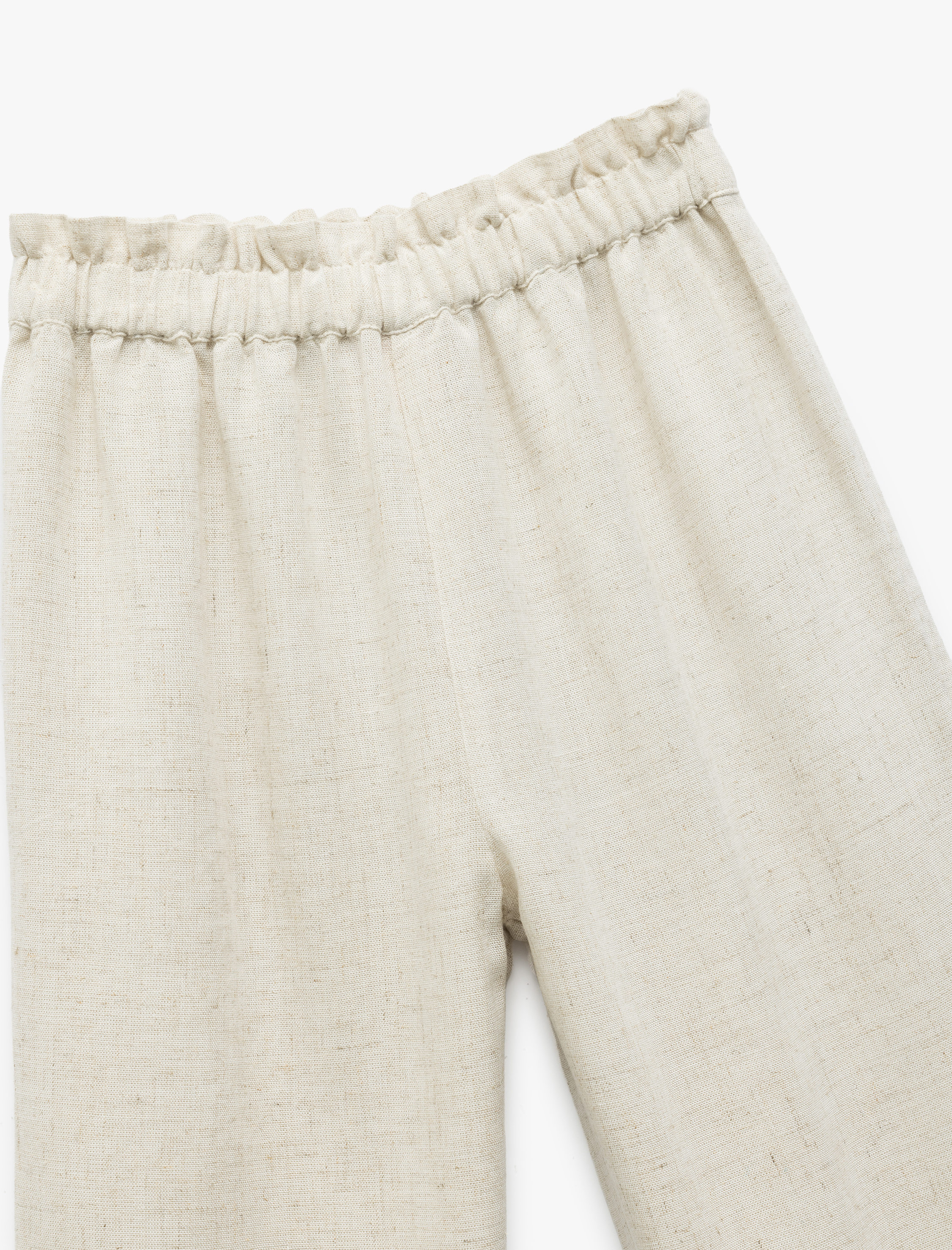 Kız Bebek Viskon ve Keten Karışımlı Beli Lastikli Brodeli Pantolon