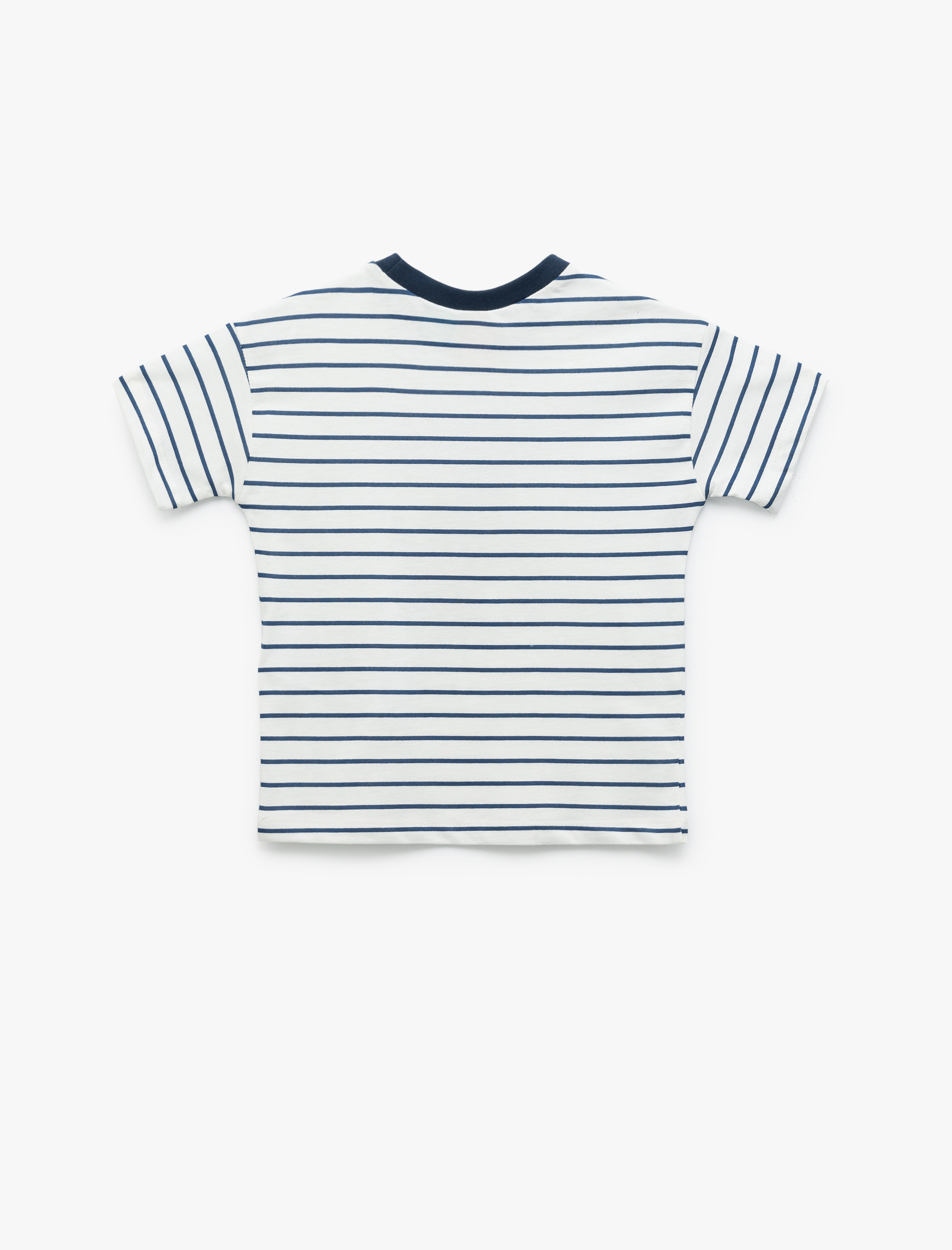 Erkek Bebek Kısa Kollu Bisiklet Yaka Pamuklu Çizgili Lisanslı Mickey Mouse Tişört