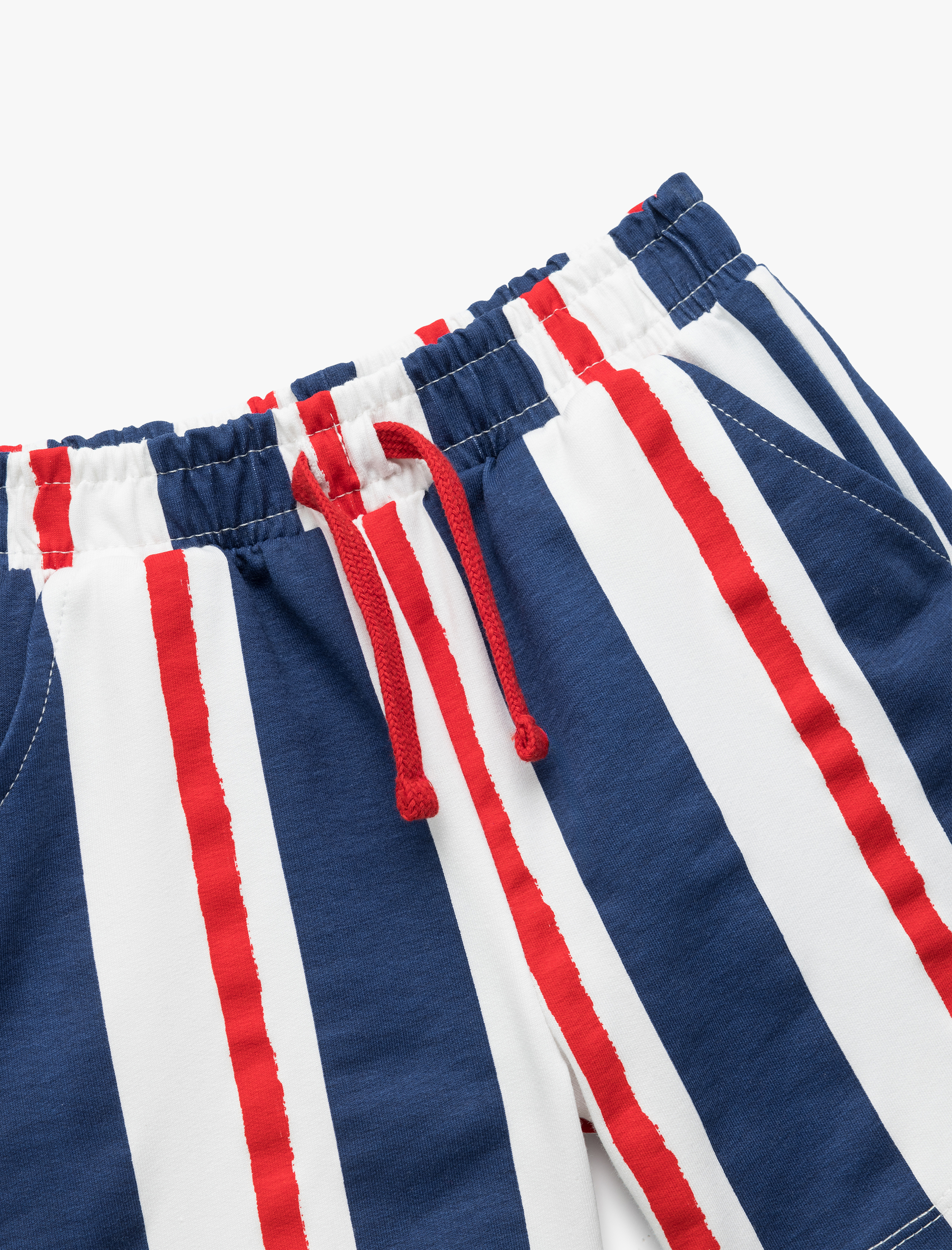  Erkek Bebek Pamuklu Cep Detaylı Çizgili Beli Bağcıklı Şort