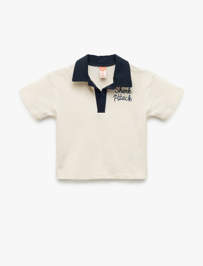 Erkek Bebek Pamuklu Baskılı Kısa Kollu Polo Yaka Tişört