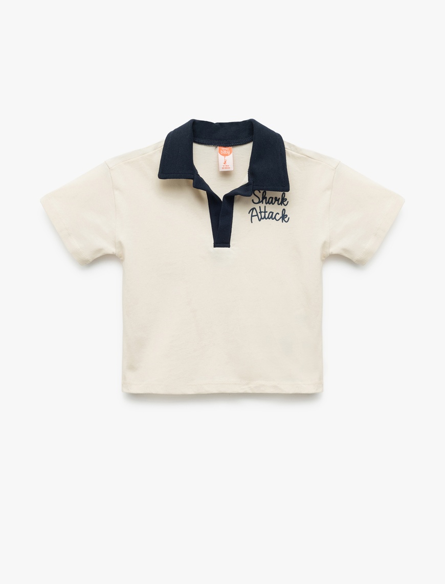  Erkek Bebek Pamuklu Baskılı Kısa Kollu Polo Yaka Tişört