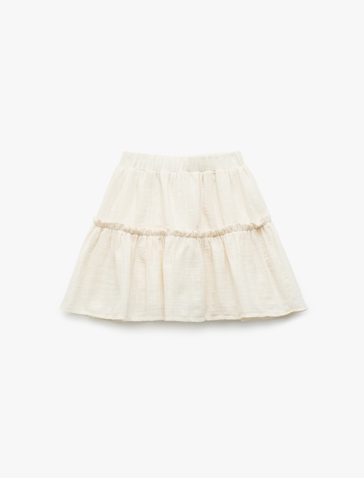 Kız Bebek Beli Lastikli Pileli Katlı Pamuklu Etek