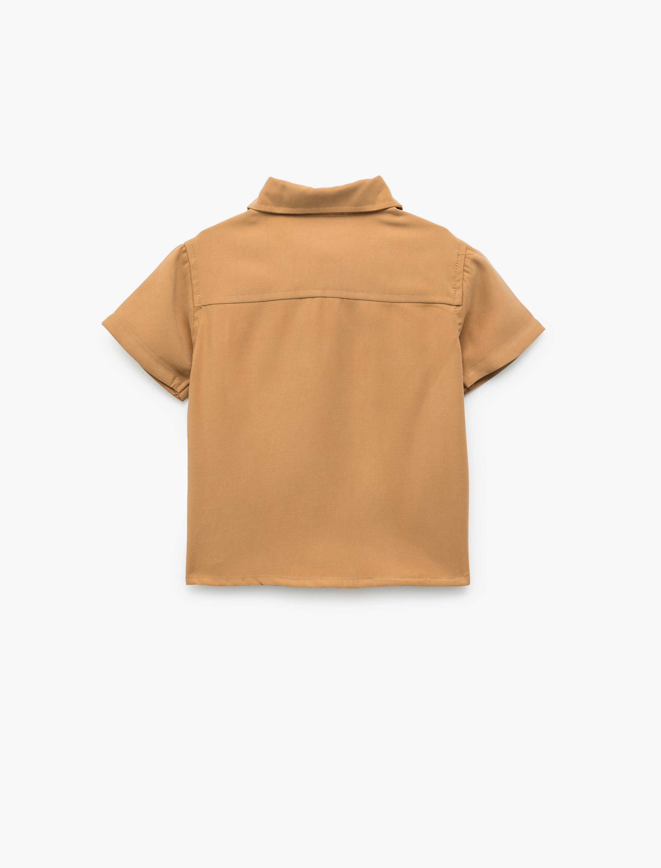  Erkek Bebek Cep Detaylı Düğmeli Basic Viskon Kısa Kollu Gömlek