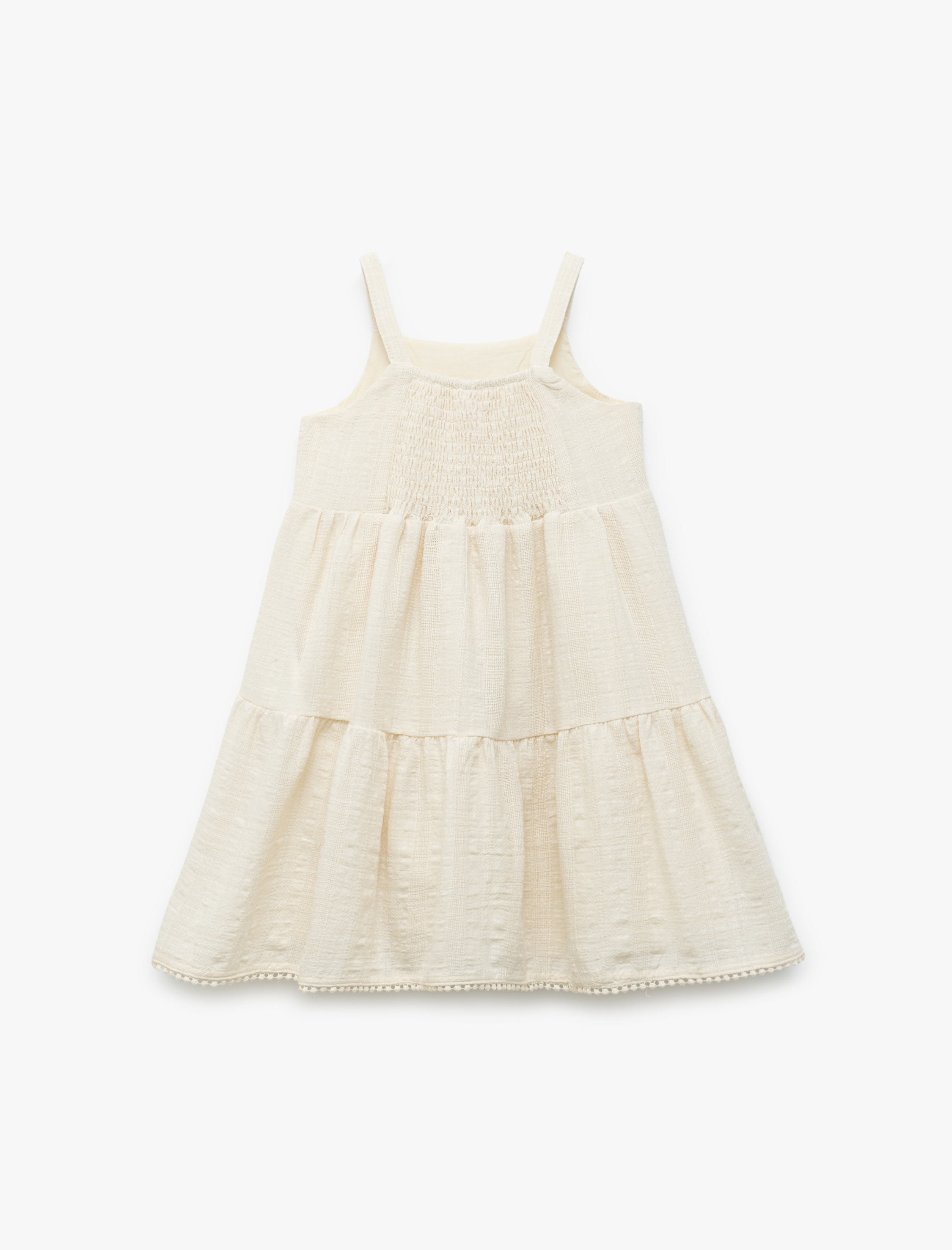  Kız Bebek Gipeli Pamuklu Pileli Askılı Elbise