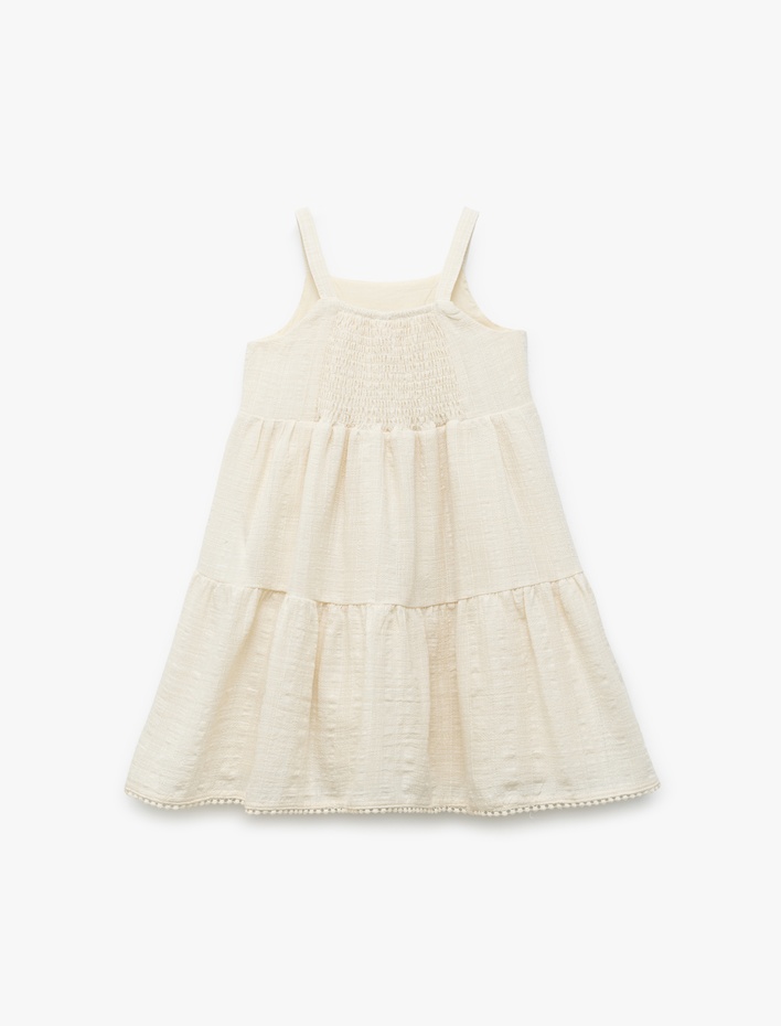 Kız Bebek Gipeli Pamuklu Pileli Askılı Elbise