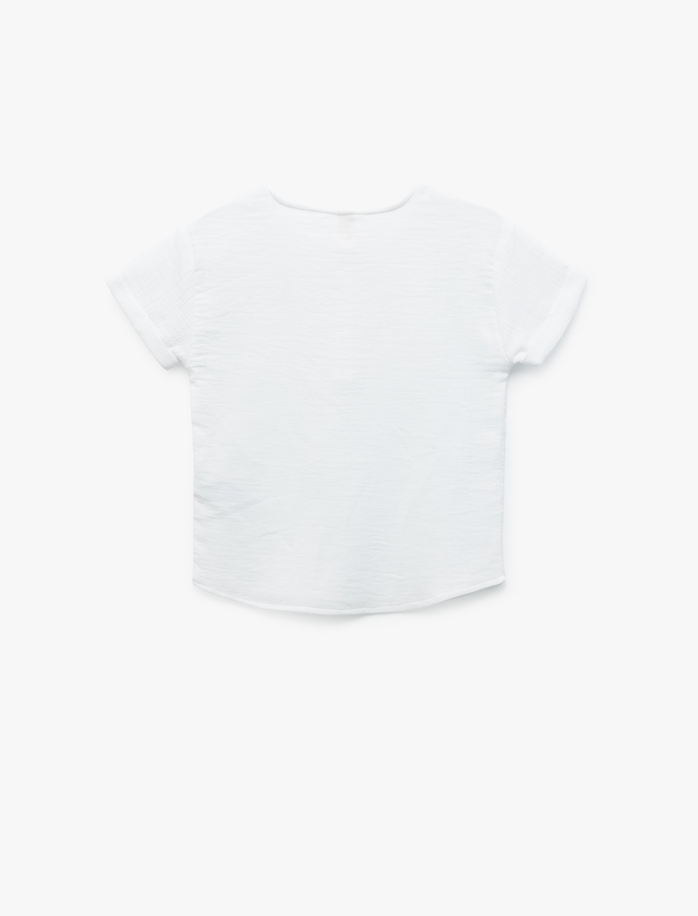  Erkek Bebek Kısa Kollu Bisiklet Yaka Düğme Detaylı Pamuklu Gömlek