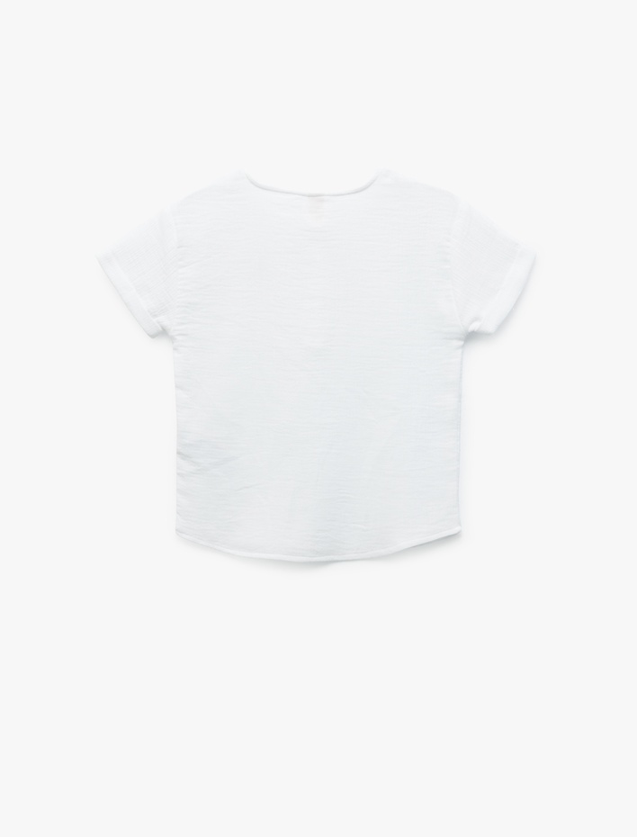 Erkek Bebek Kısa Kollu Bisiklet Yaka Düğme Detaylı Pamuklu Gömlek