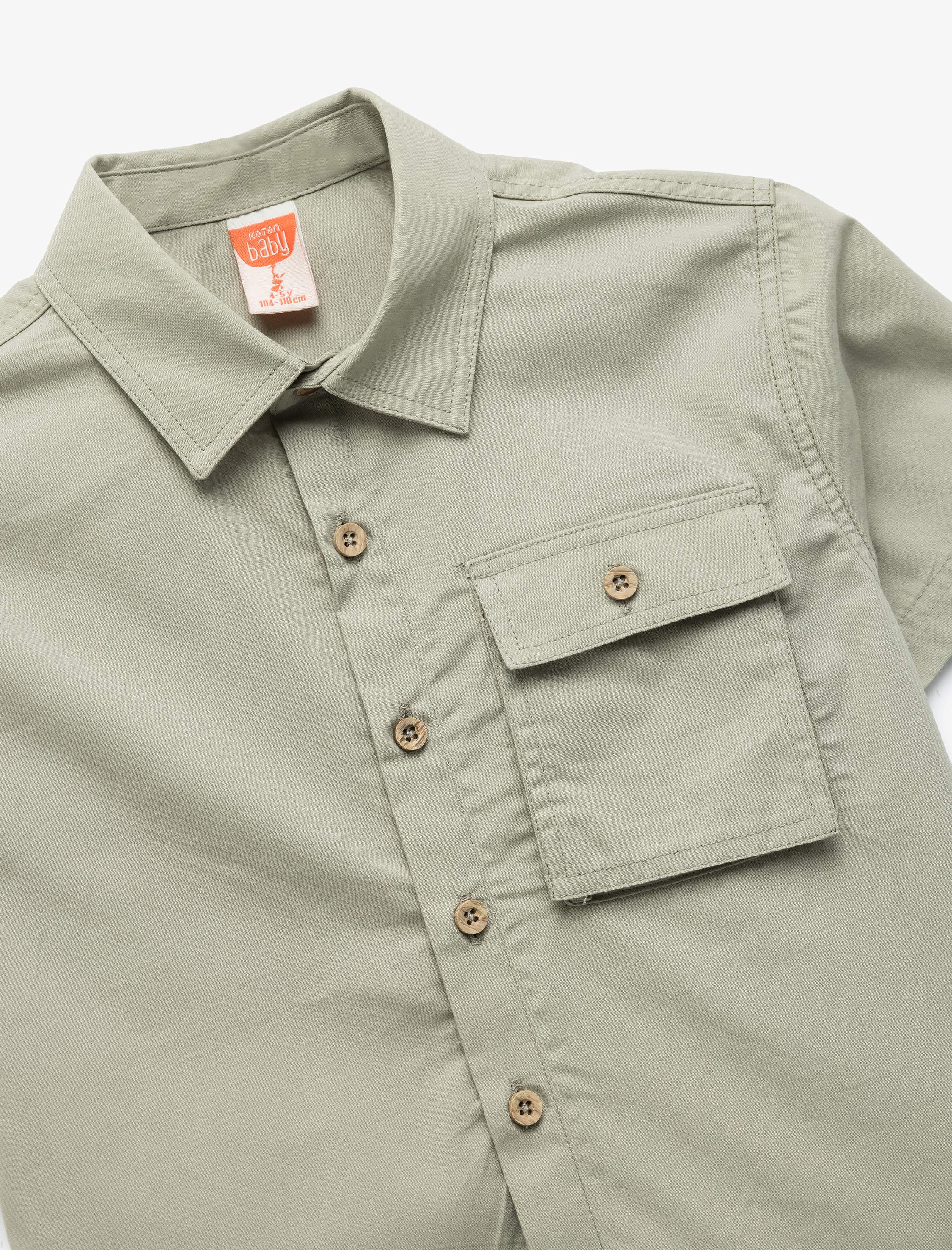  Erkek Bebek Pamuklu Kapaklı Cep Detaylı Kısa Kollu Gömlek