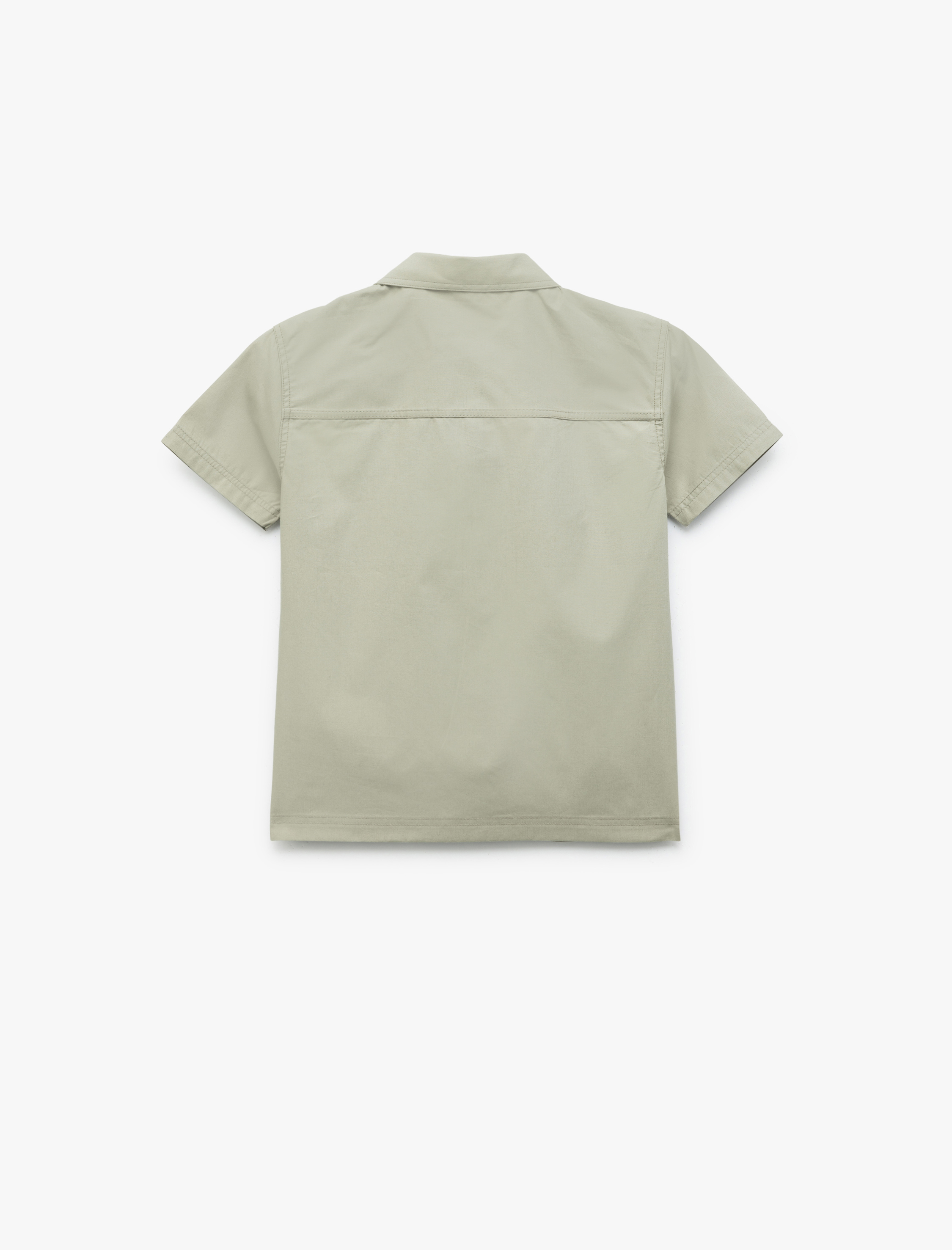  Erkek Bebek Pamuklu Kapaklı Cep Detaylı Kısa Kollu Gömlek