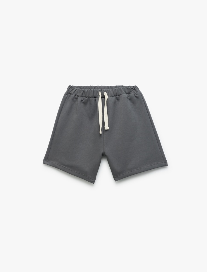 Erkek Bebek Pamuklu Beli Bağcıklı 2'li Şort Seti