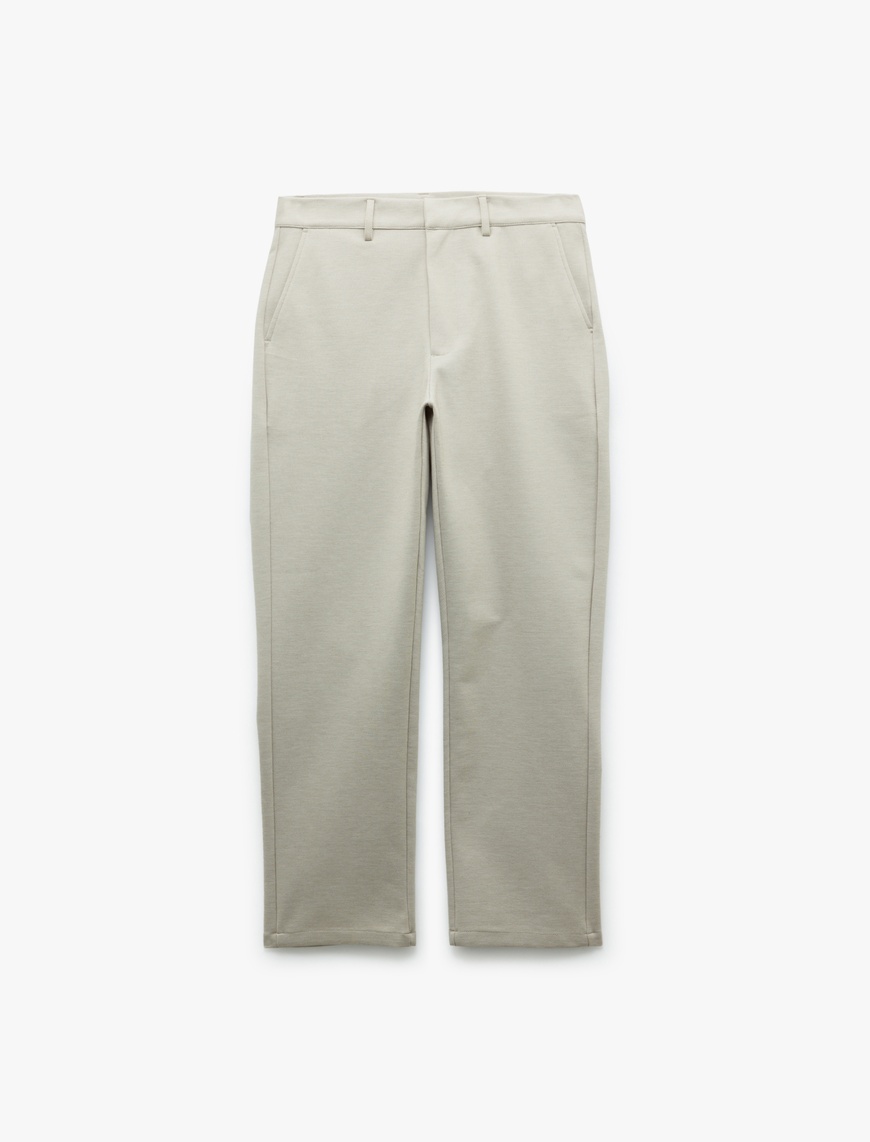   Viskon Karışımlı Pike Kumaş Katlamalı Paça Slim Fit Chino Pantolon