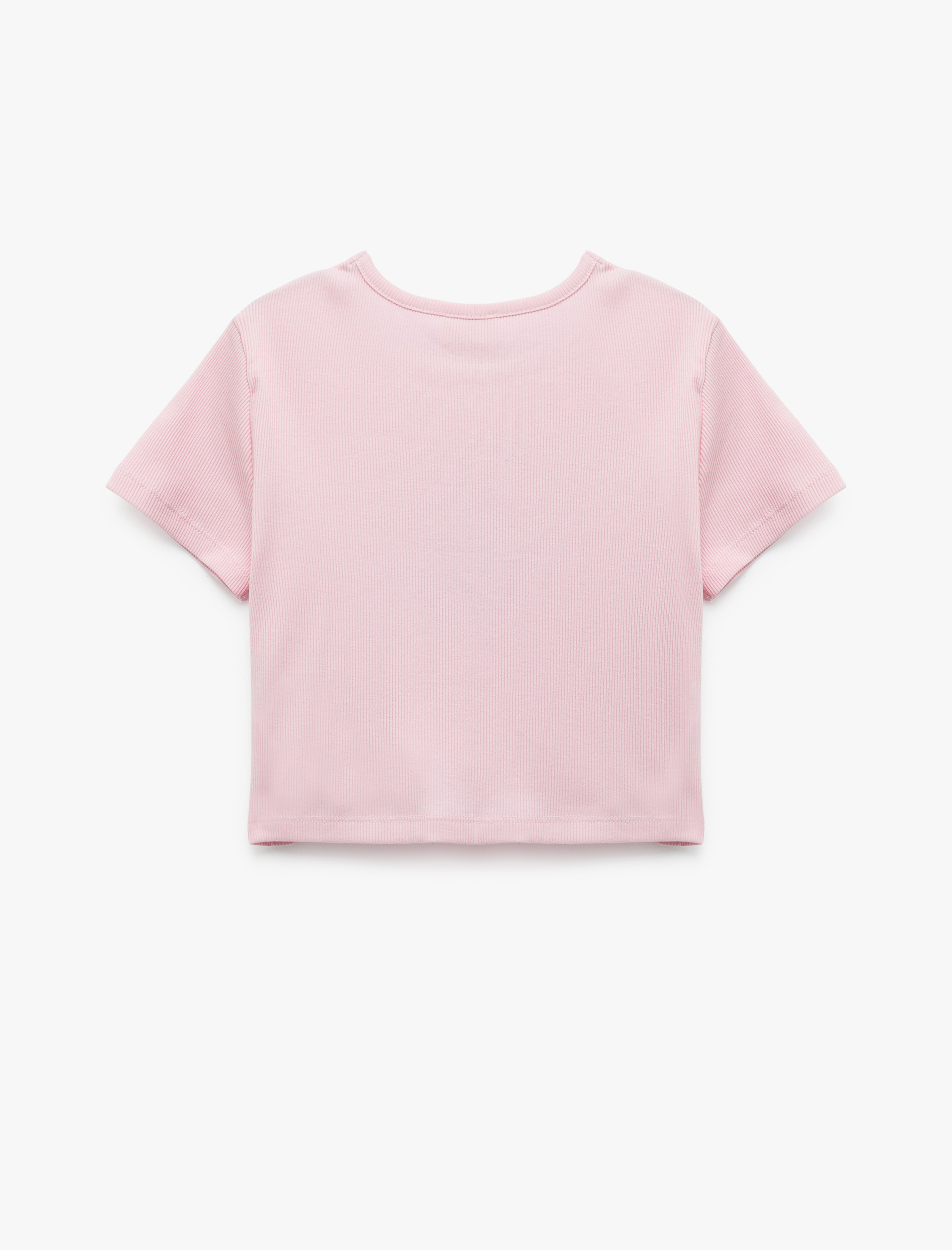  Kız Çocuk Kedi Baskılı Kısa Kollu Crop Tişört