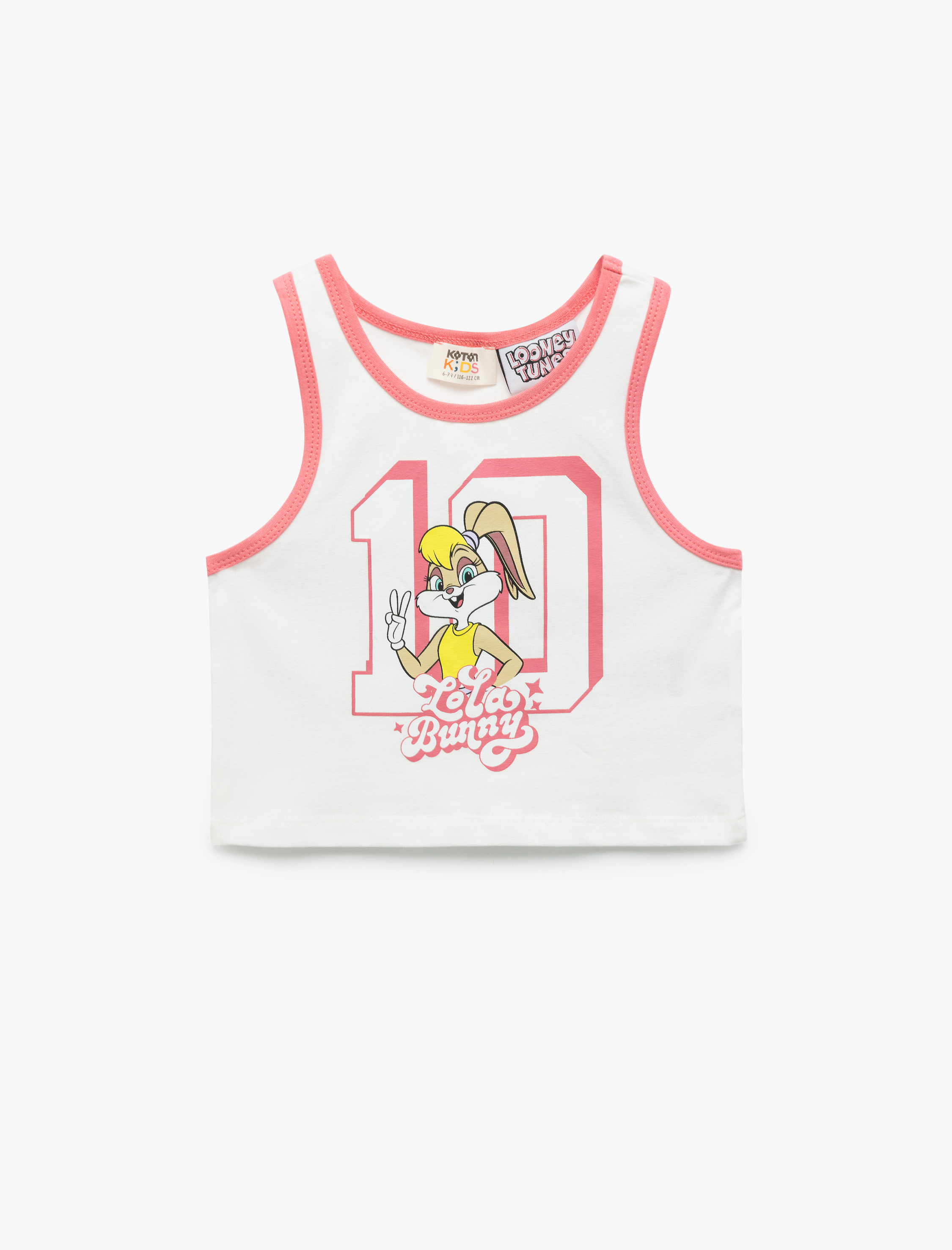 Koton Pamuklu Lisanslı Bisiklet Yaka Baskılı Lola Bunny Atlet -1