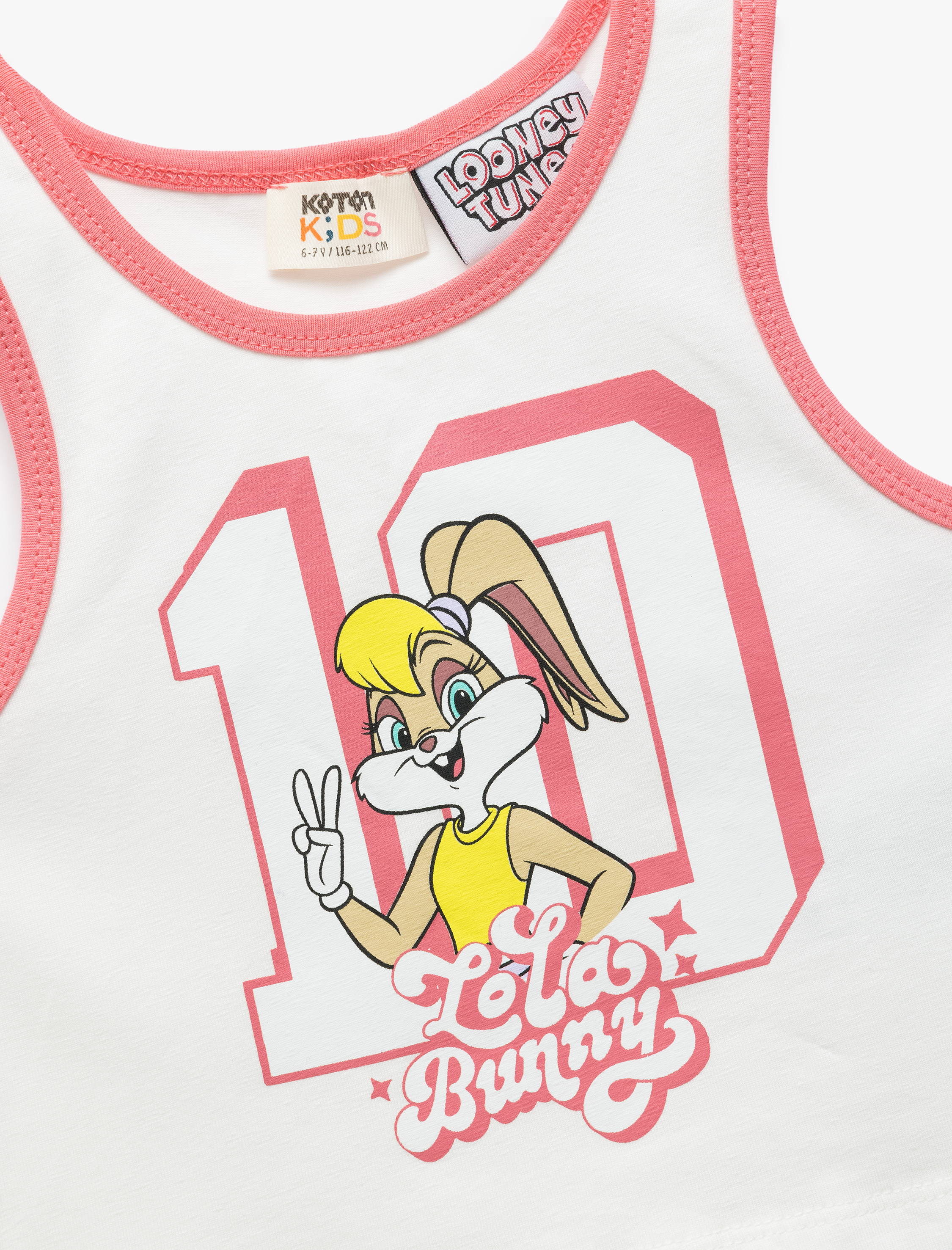  Kız Çocuk Pamuklu Lisanslı Bisiklet Yaka Baskılı Lola Bunny Crop Atlet