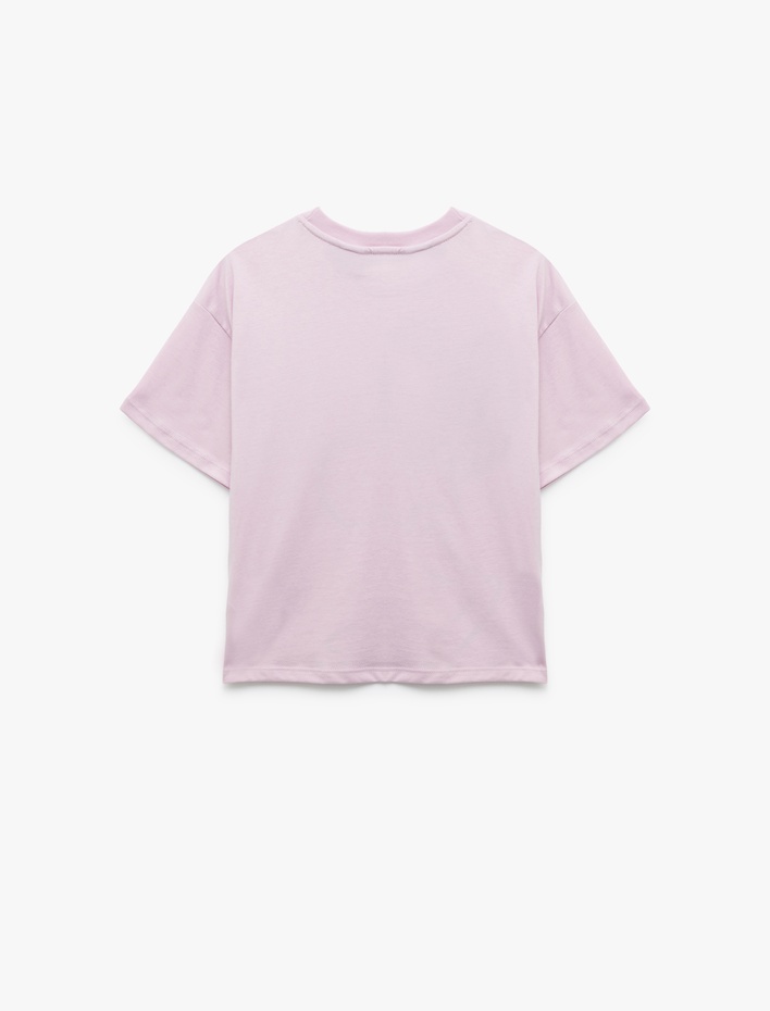 Kız Çocuk Minnie Mouse Lisanslı Kısa Kollu Pullu Pamuklu Baskılı Tişört