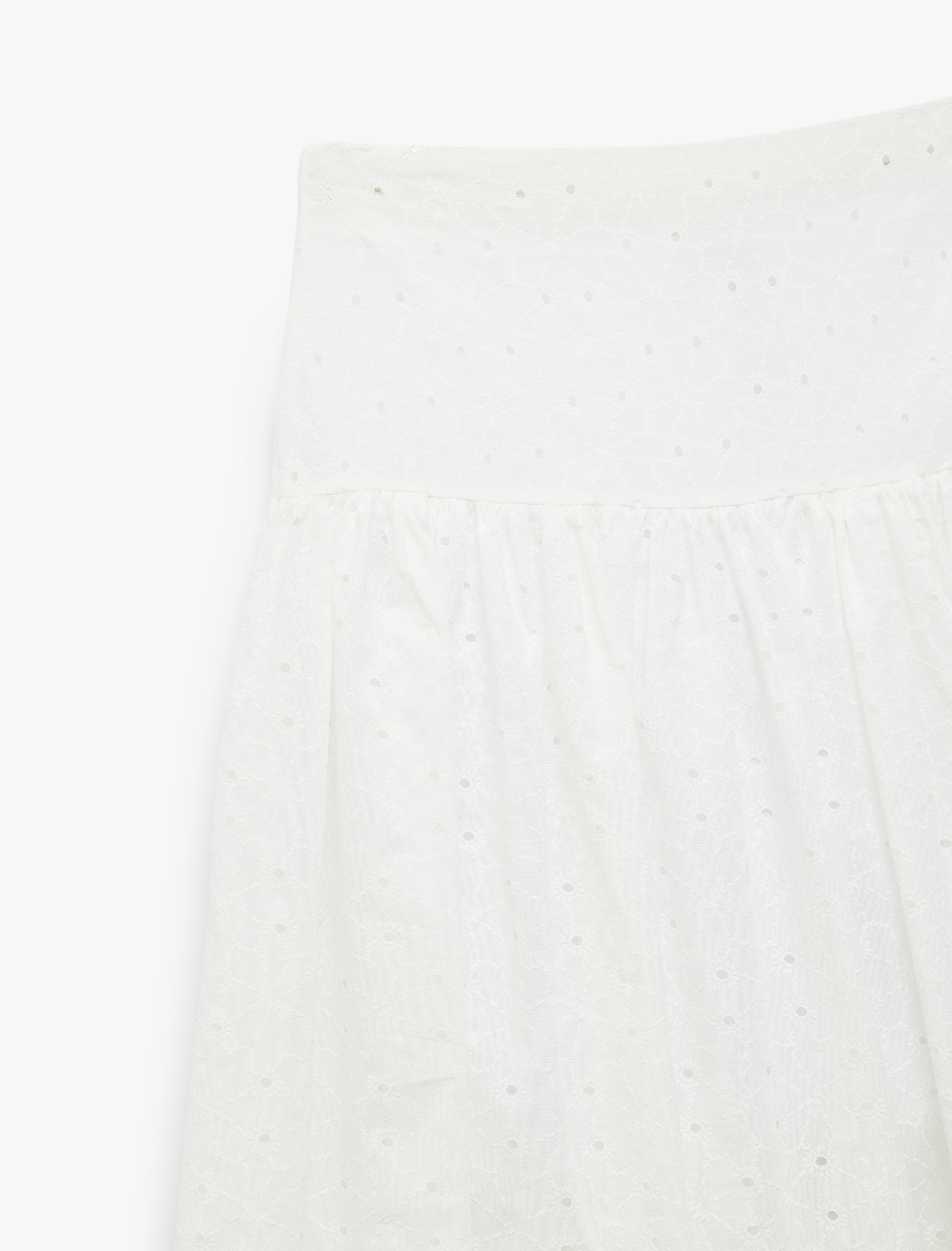 Kız Çocuk Pamuklu Yüksek Bel Brodeli Midi Etek