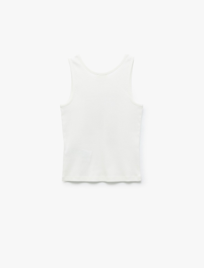 Kız Çocuk Kolsuz Pamuklu Bisiklet Yaka Slim Fit Crop Baskılı Tişört