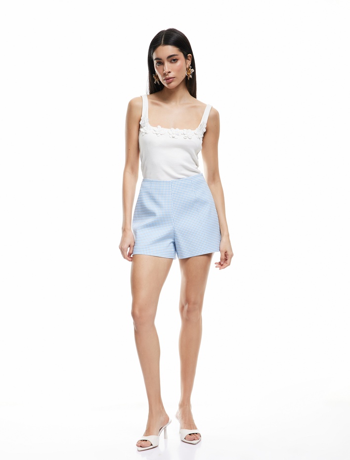  Koton X Sibil Çetinkaya - Viskon Kumaş Karışımlı Pötikareli Mini Şort