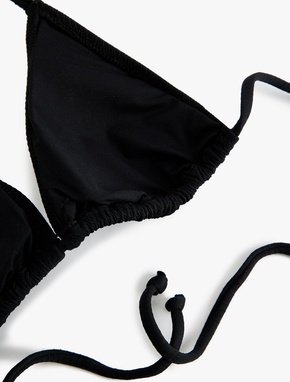 Dokulu Üçgen Boyundan Bağlamalı İpli Bikini Üstü_1