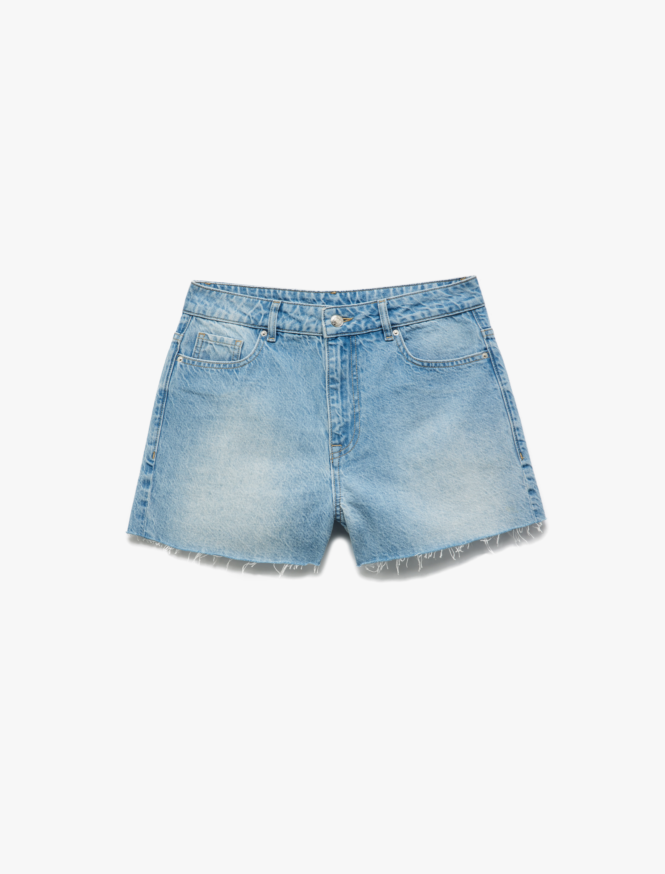   Koton X Sibil Çetinkaya -  Kiraz Nakış Detaylı Kesik Paça Mini Denim Şort