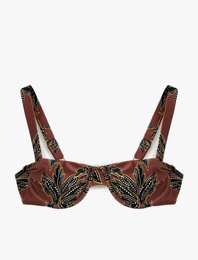 Astarlı Çiçek Desenli Balenli Bikini Üstü