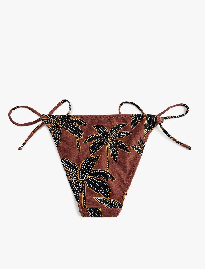   Astarlı Çiçek Desenli Yanları Bağlamalı İpli Bikini Altı