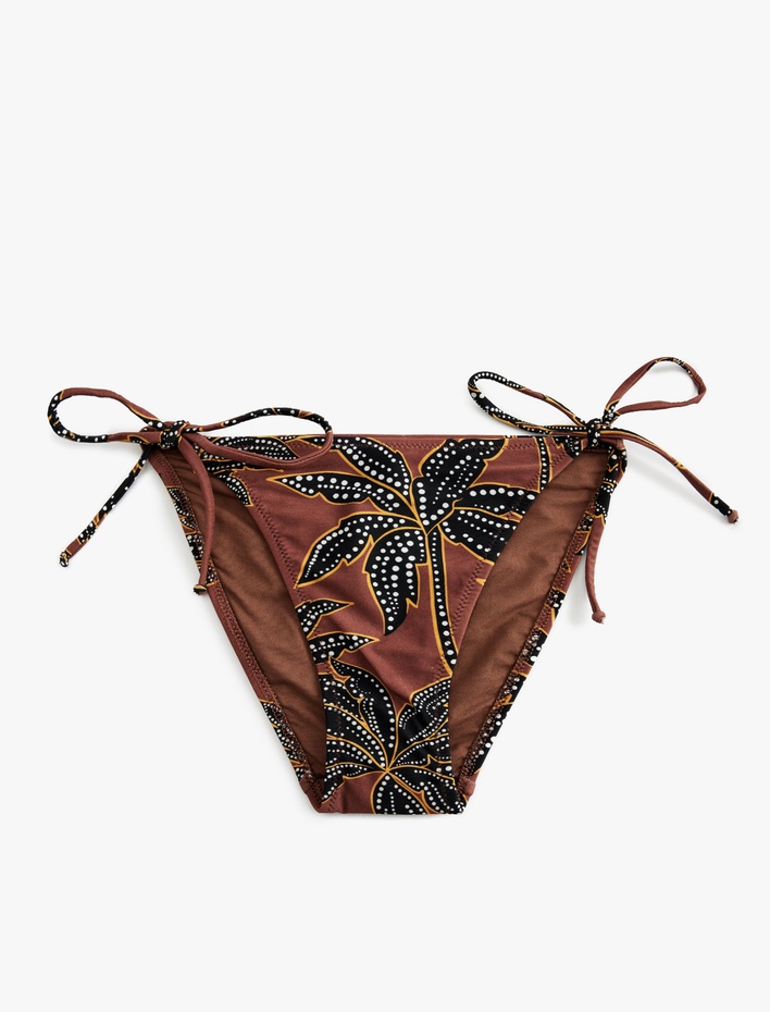  Astarlı Çiçek Desenli Yanları Bağlamalı İpli Bikini Altı