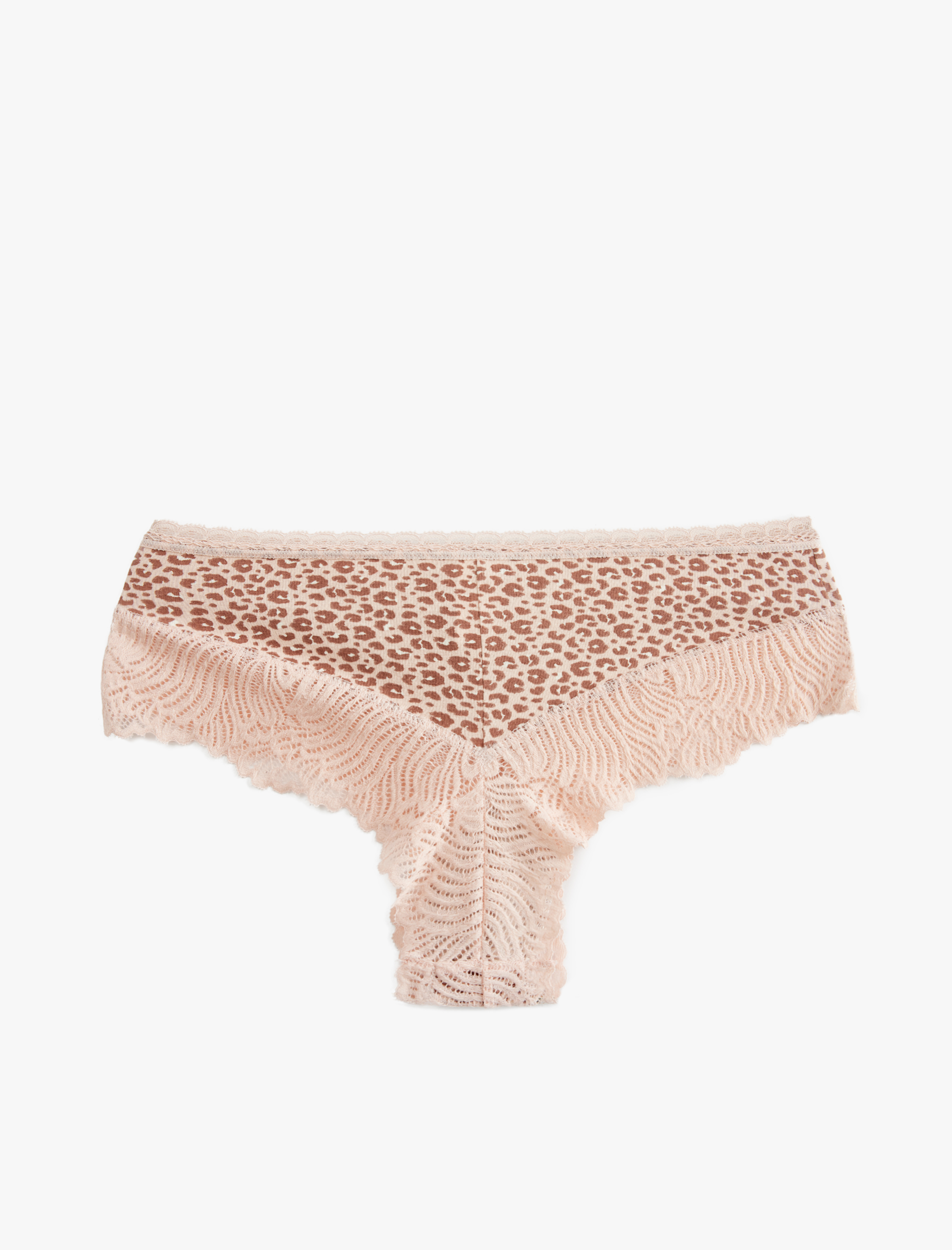   Pamuklu Dantel Detaylı Leopar Desenli Brazilian Kadın Külot