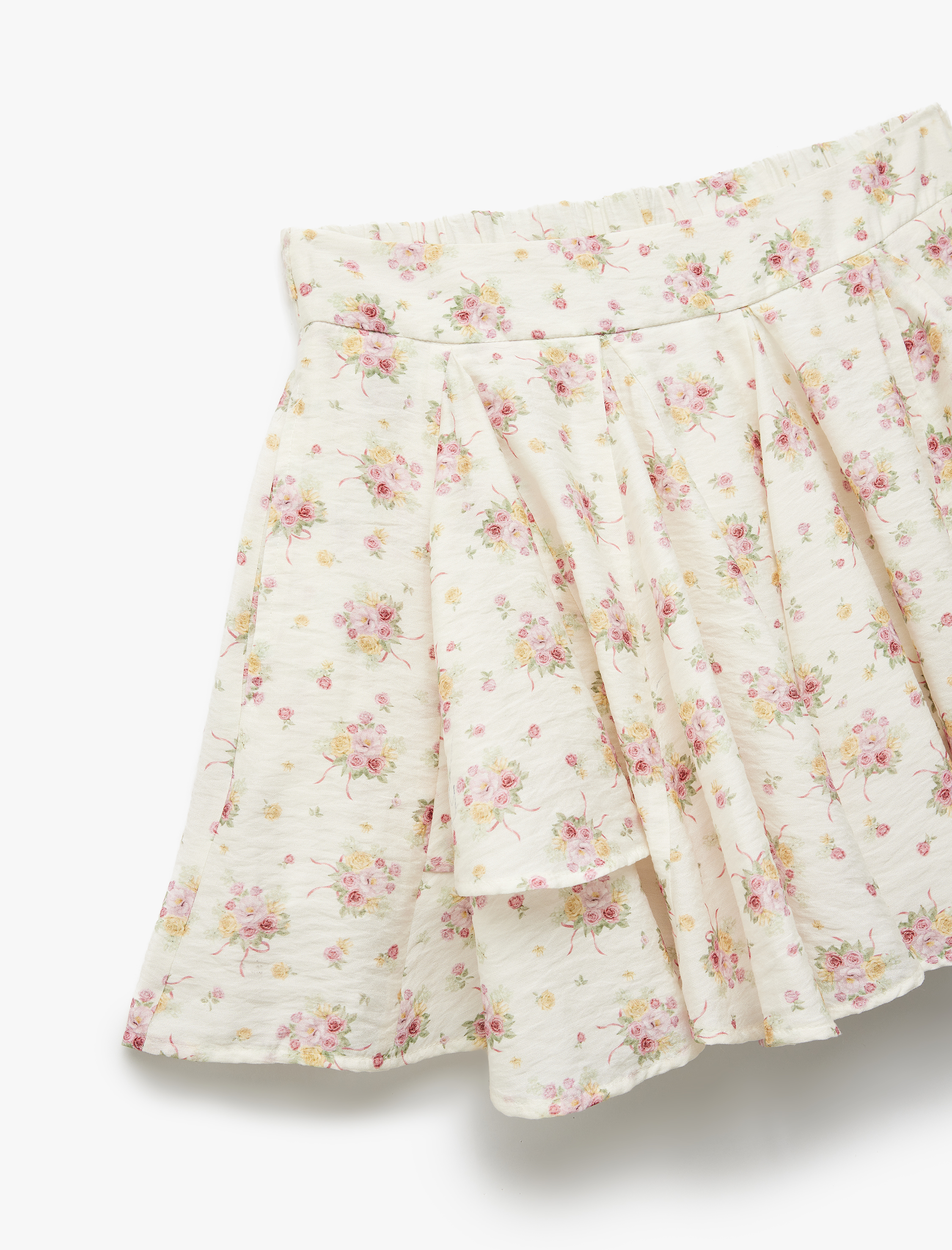   Koton X Sibil Çetinkaya - Astarlı Aerobin Kumaş Fırfırlı Mini Çiçekli Etek