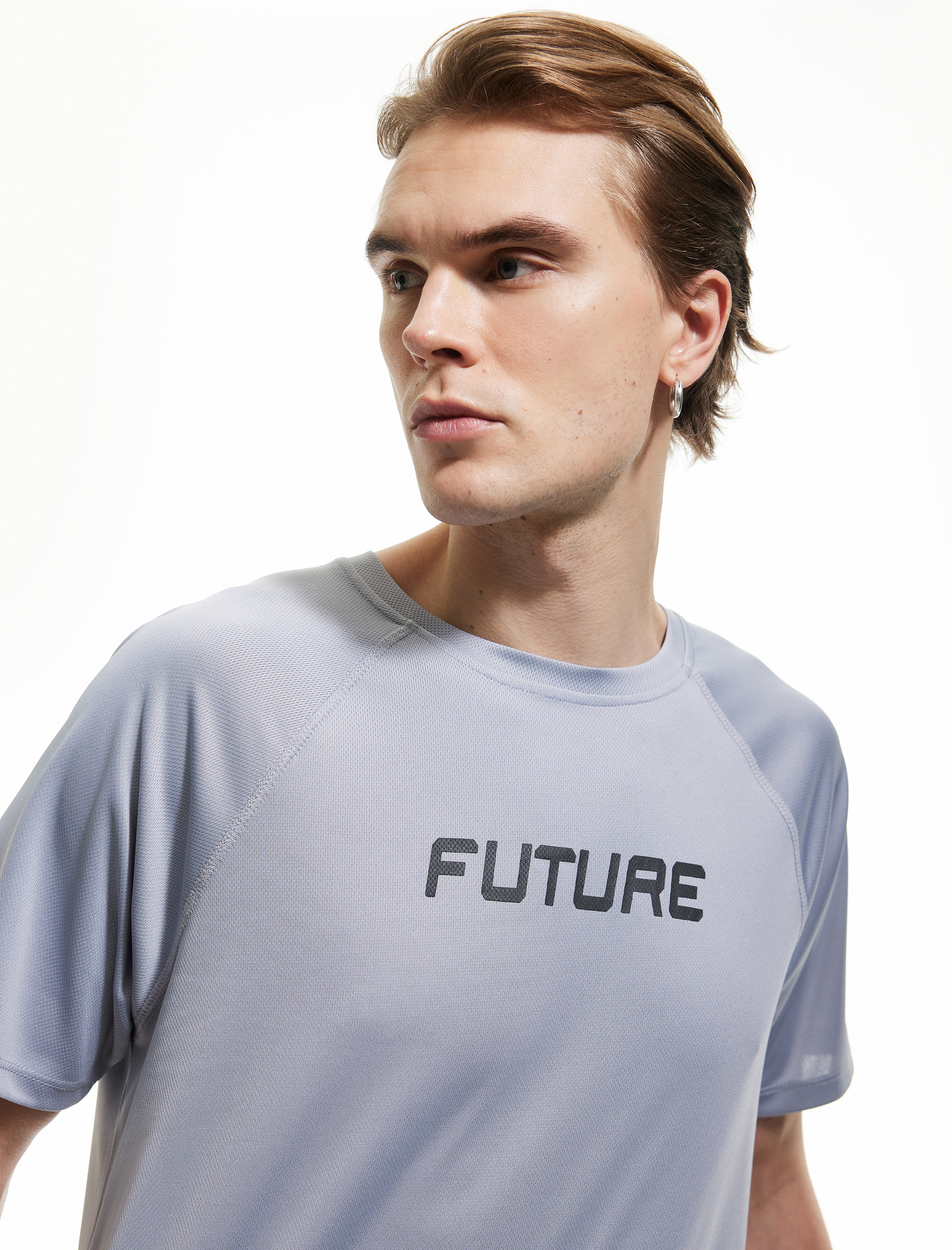   Kısa Kollu Regular Fit Bisiklet Yaka Baskılı Spor Tişört