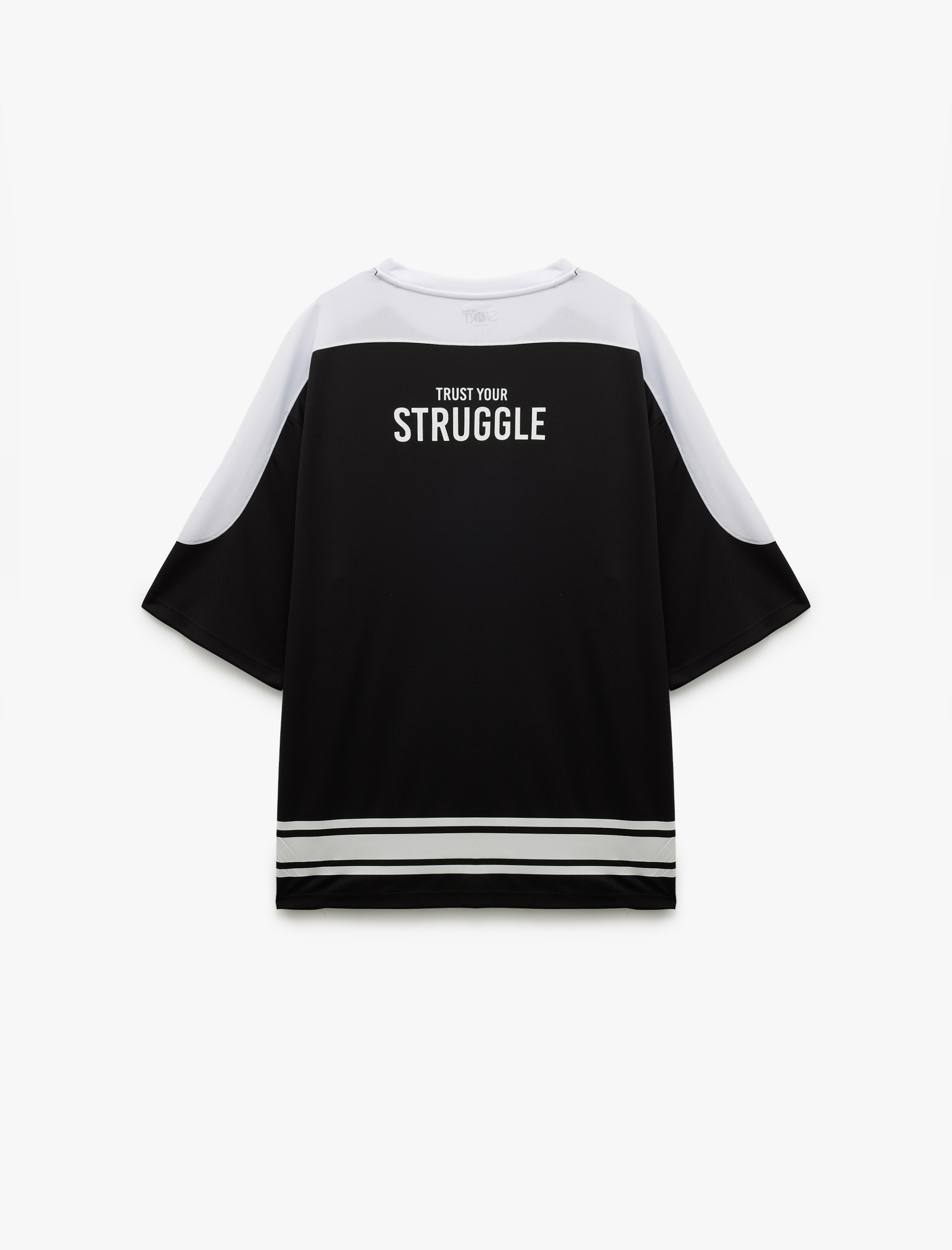   Renk Bloklu Yarım Kollu Bisiklet Yaka Baskılı Spor Oversize Tişört