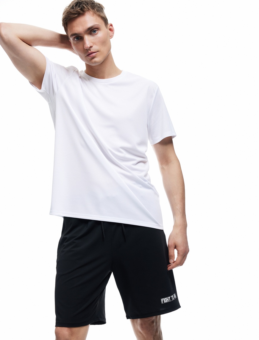   Beli Bağlamalı Baskılı Cepli Spor Şort