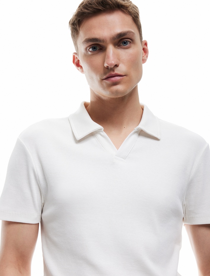  Pamuklu Kısa Kollu Slim Fit Basic Polo Tişört