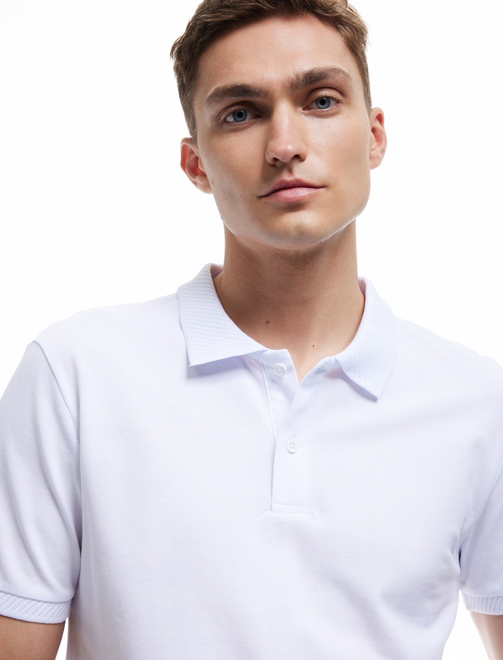  Slim Fit Kısa Kollu Pike Kumaş Pamuklu Polo Yaka Tişört