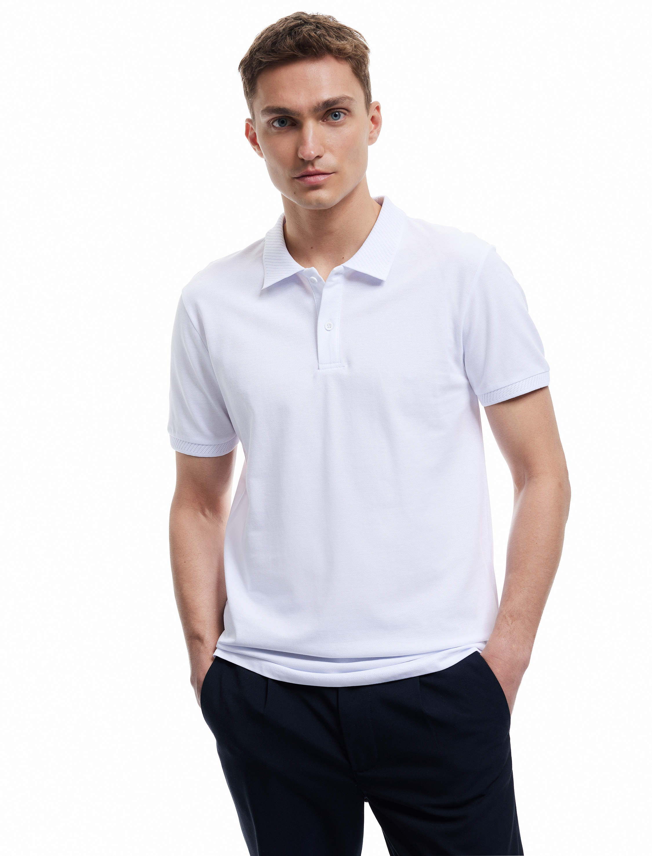   Slim Fit Kısa Kollu Pike Kumaş Pamuklu Polo Yaka Tişört