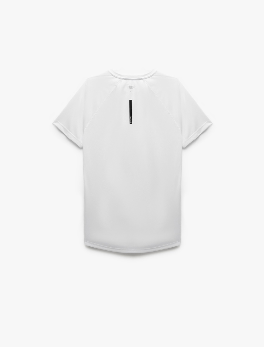   Kısa Kollu Bisiklet Yaka Reglan Kol Arkası Baskılı Slim Fit Spor Tişört