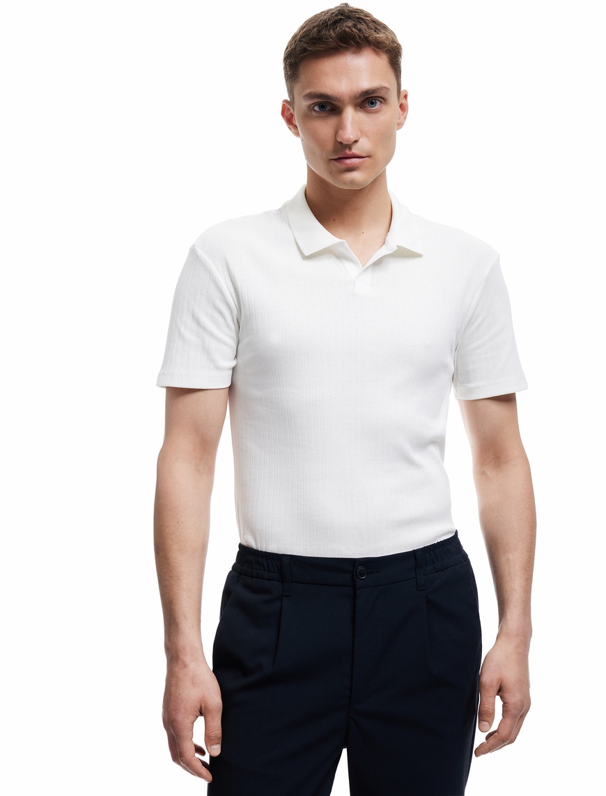   Kısa Kollu Pamuklu Slim Fit Polo Yaka Tişört