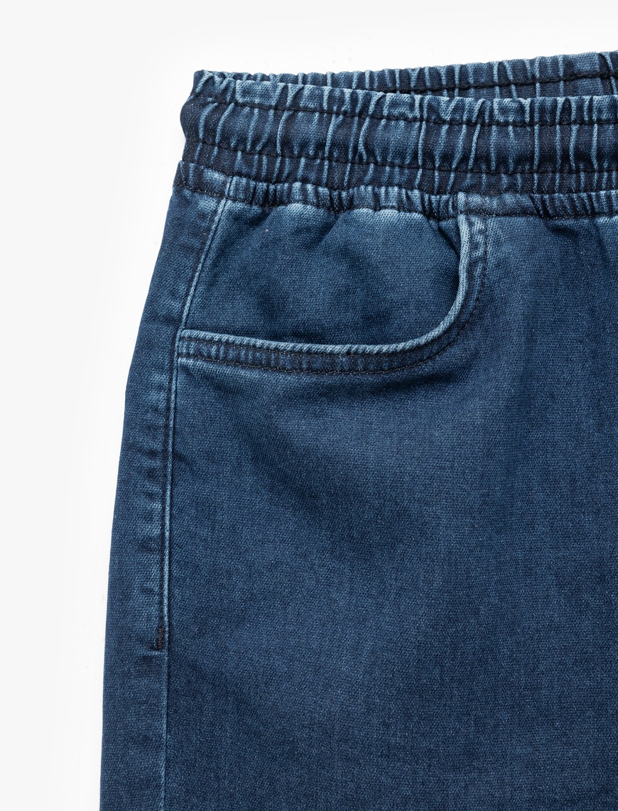   Beli Bağcıklı Bermuda Slim Fit Jean Şort