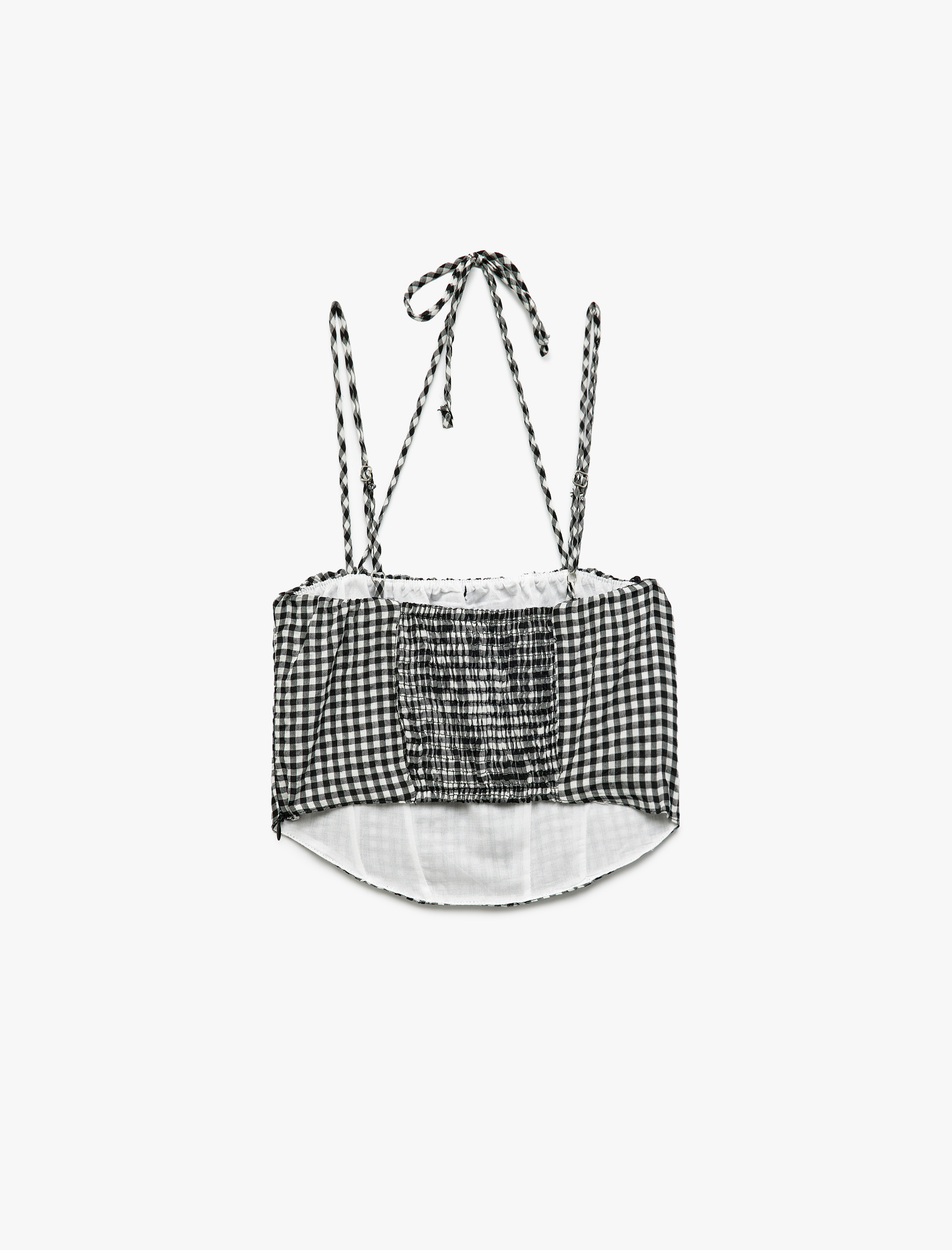   Pötikareli Askılı Boyundan Bağlamalı Balenli Straplez Atlet