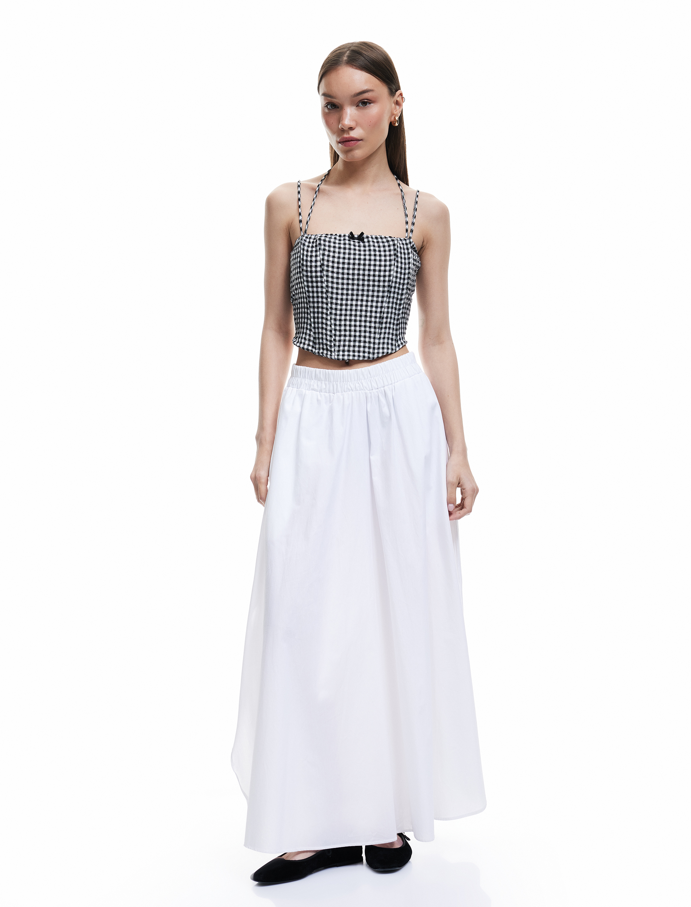   Pötikareli Askılı Boyundan Bağlamalı Balenli Straplez Atlet