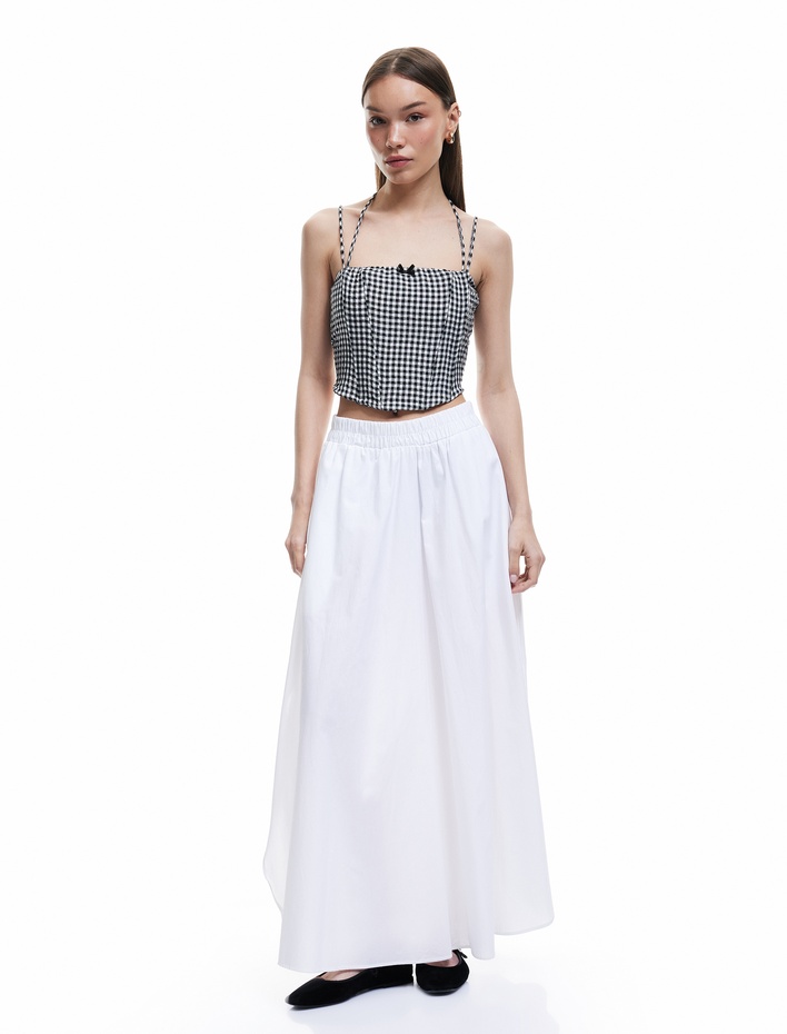  Pötikareli Askılı Boyundan Bağlamalı Balenli Straplez Atlet