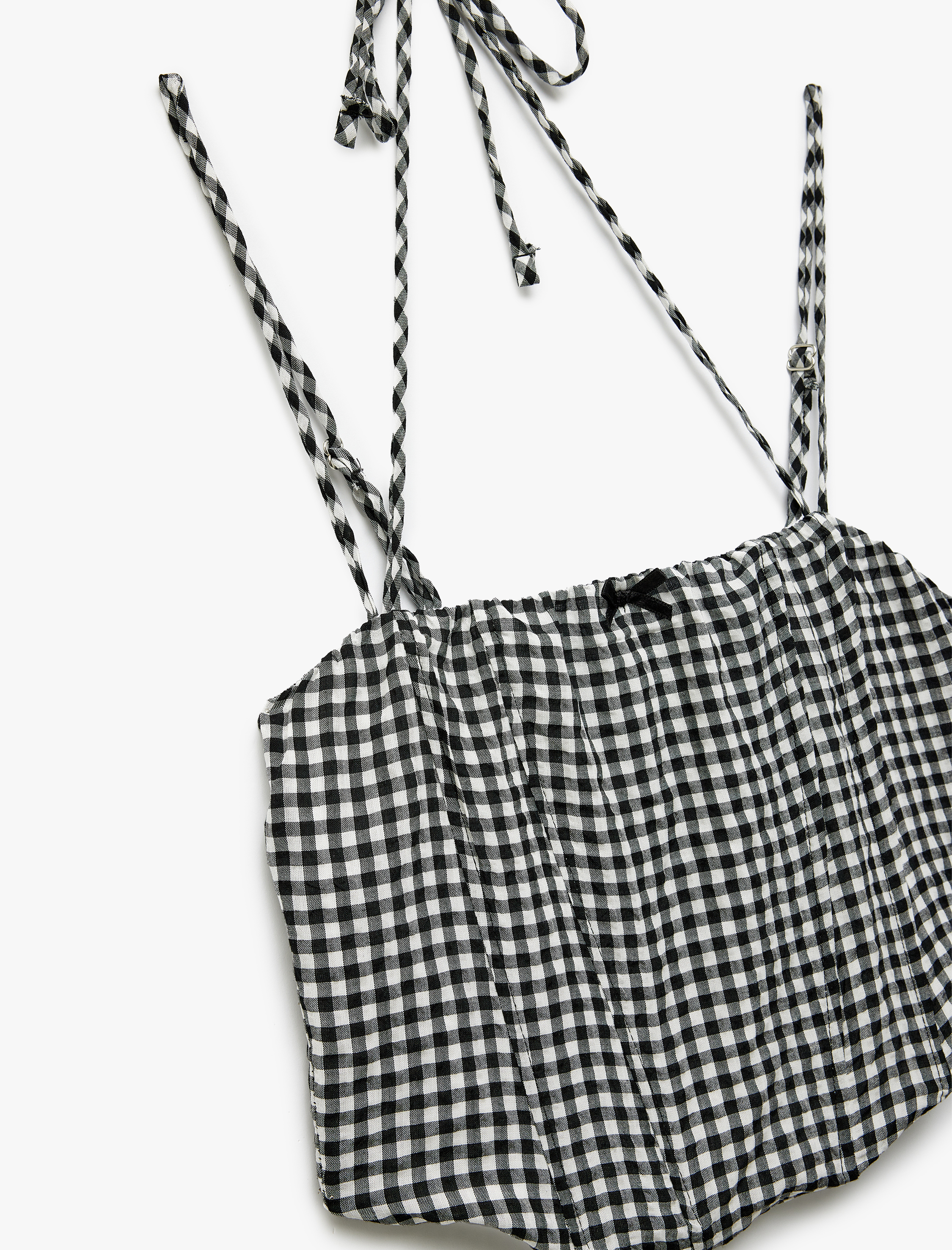   Pötikareli Askılı Boyundan Bağlamalı Balenli Straplez Atlet